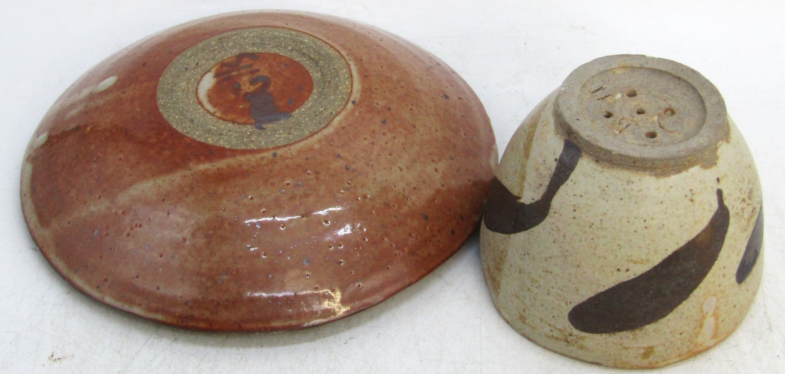 Hand Thrown 3 1/4″ Round Small Hand-Painted Pottery Planter with Catch Bowl.