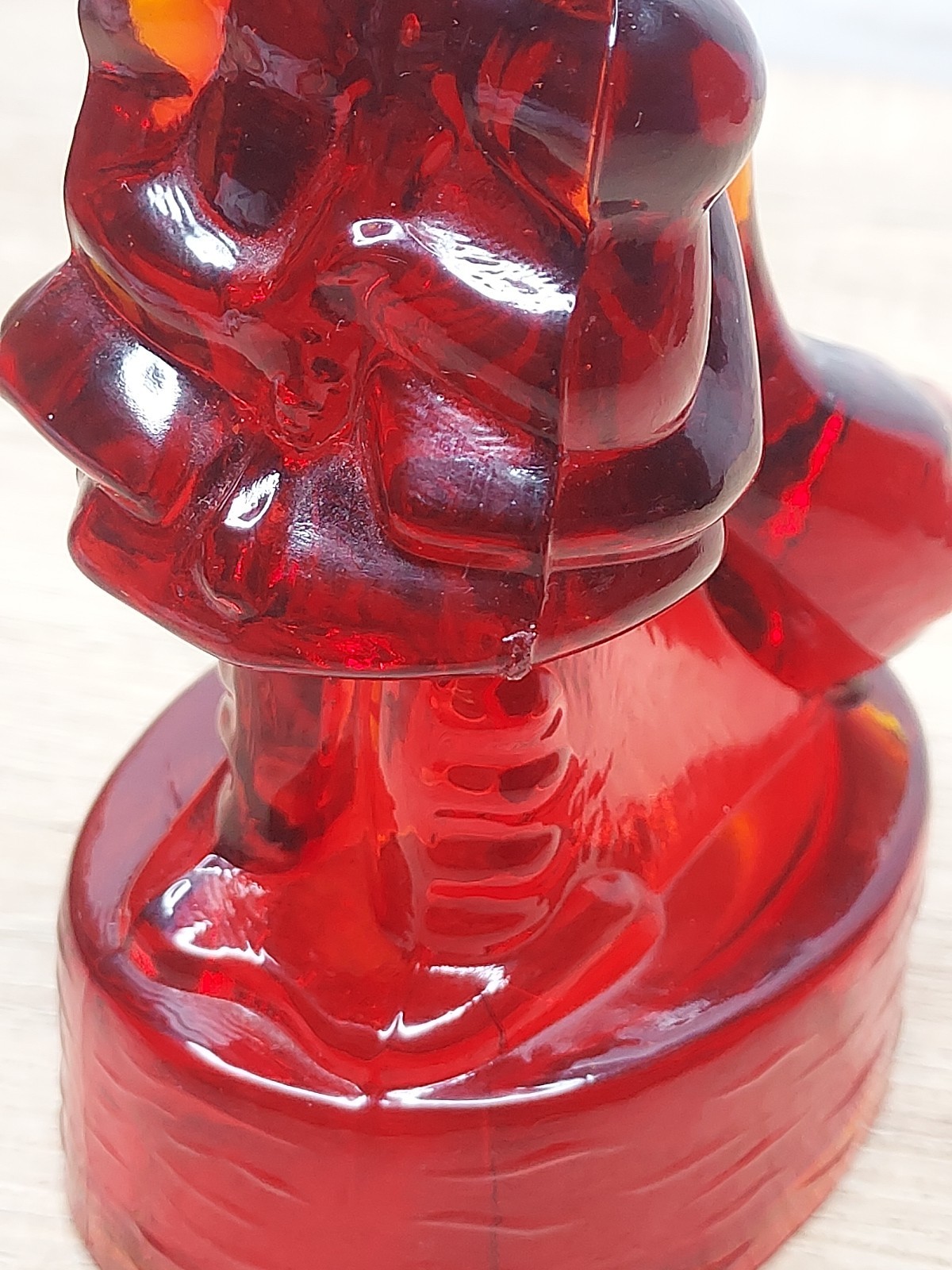 L E Smith Red Amberina Glass Girl Geese Duck Figurine Paperweight Country Vtg