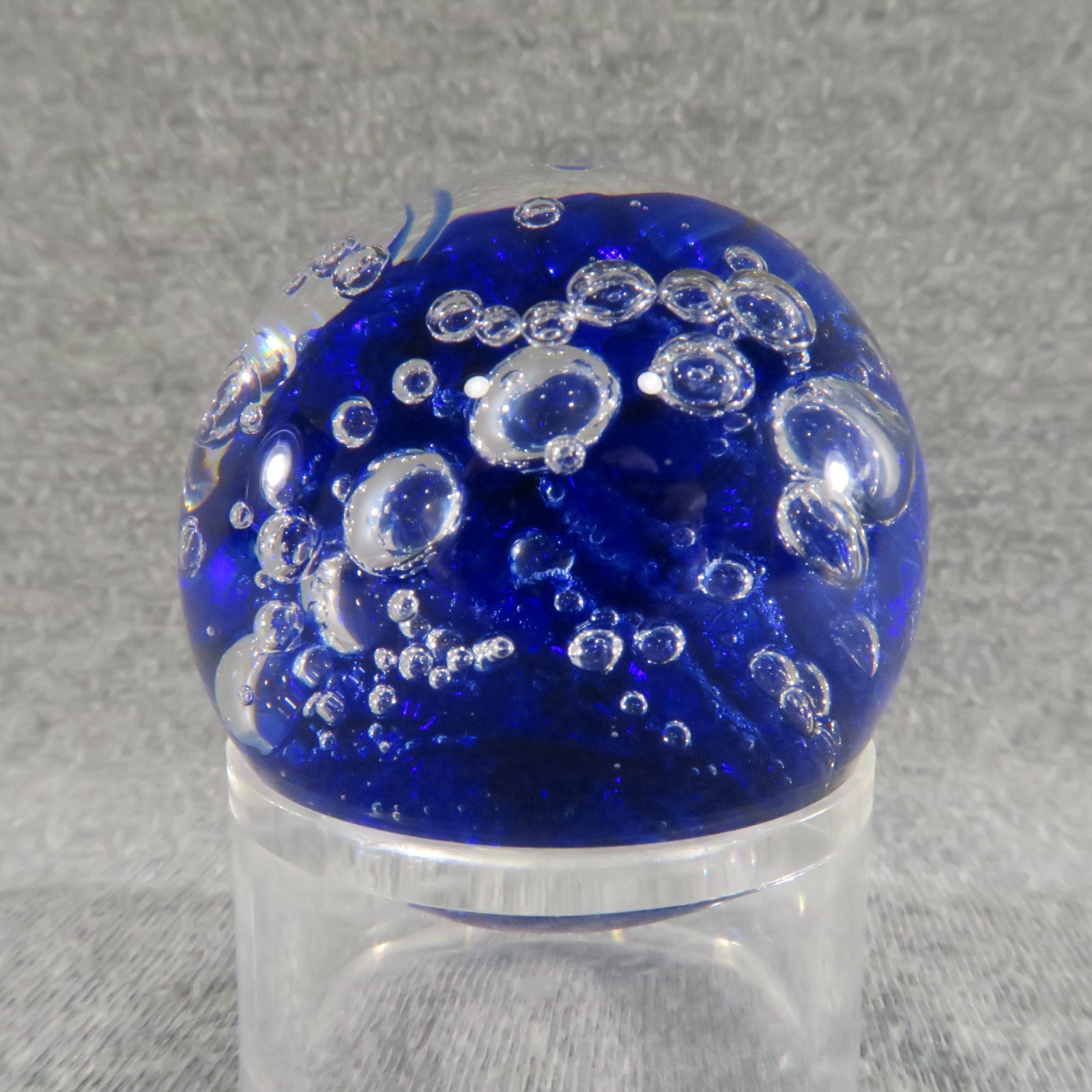California Glass Studio Marble Orb Cobalt Blue Controlled Bubble Ocean Tide 1996