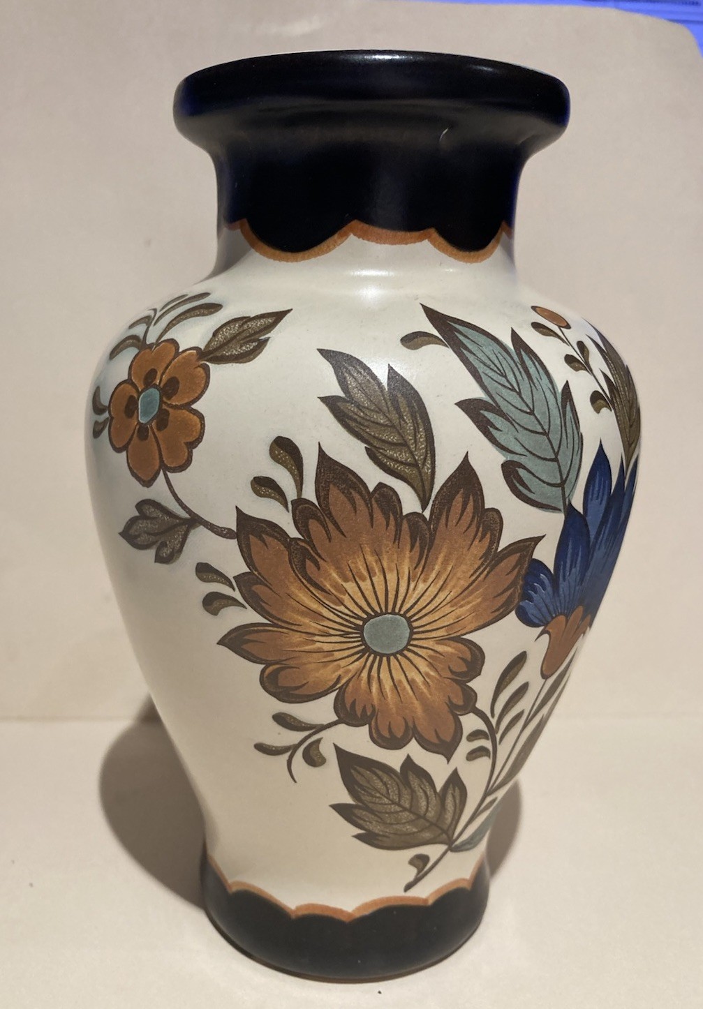 Vintage Flora Gouda Plateel Holland Handwerk Vase #431 Dutch Ex Cond