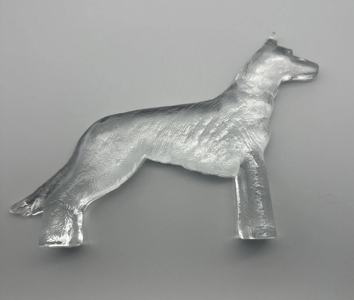 German Shepherd Kosta Boda Bertil Vallien Zoo Series Scandinavian Heavy Glass