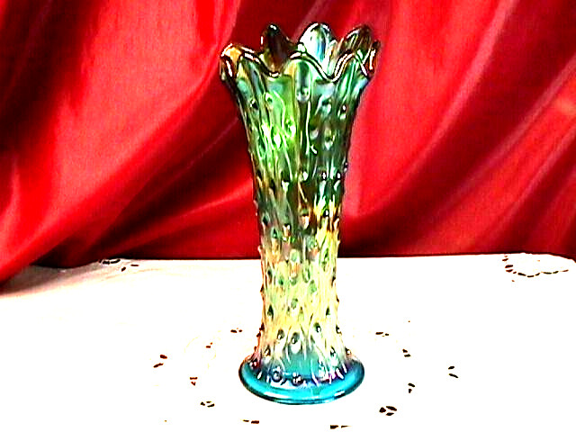“TREE TRUNK” 10 3/4″ VASE SAPPHIRE OUTSTANDING COLOR TOP TO BOTTOM BY NORTHWOOD