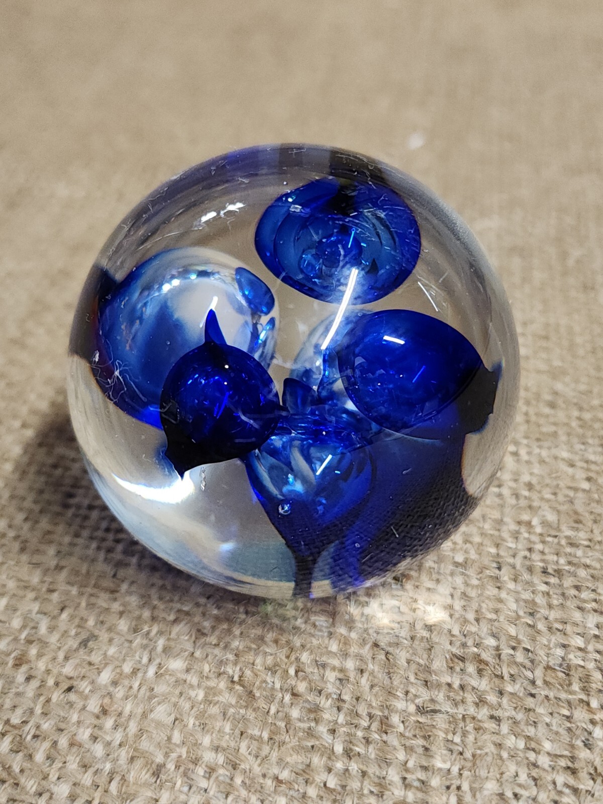 Langham Glass Paper Weight Blue Glass