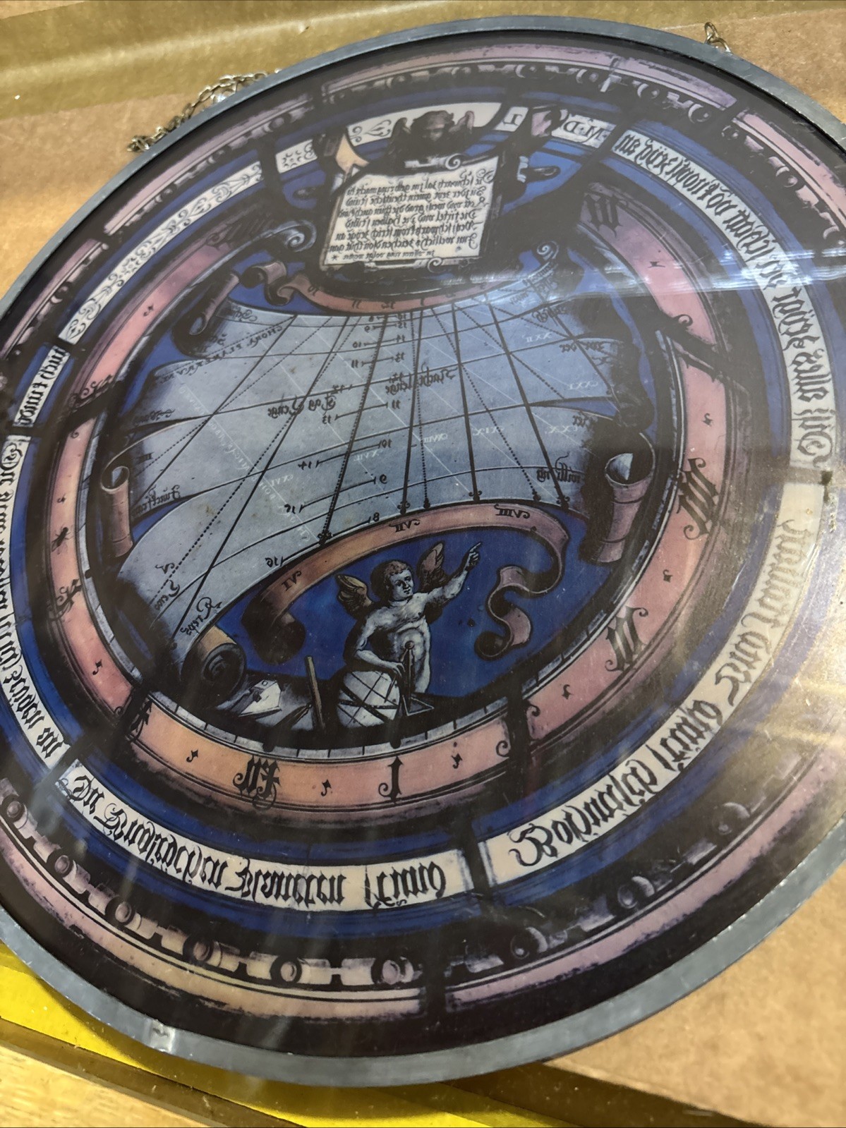 Vintage Ambras Castle Sundial Round 12” Suncatcher Unique Colorful Nice! #MM