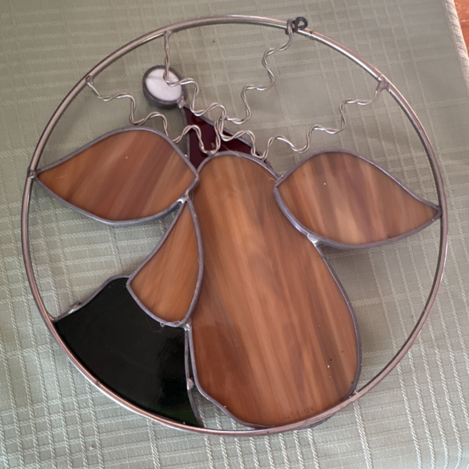 Stained Glass Rudolph Reindeer Christmas Suncatcher Vintage Decorative Art