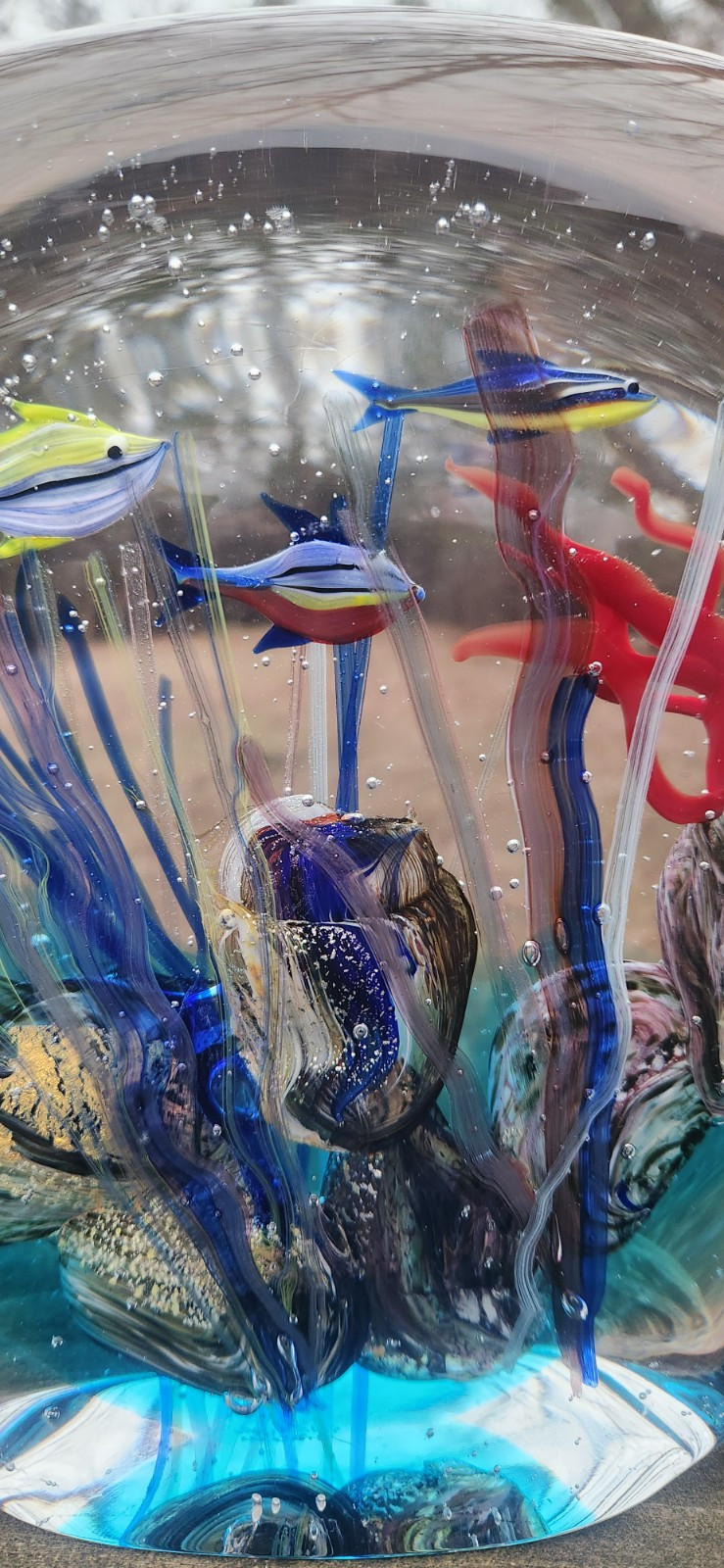 LG Vtg Murano Signed Glass Fish Sculpture Aquarium/Reef 12.6 lbs 8″Tx9.5″W 3″