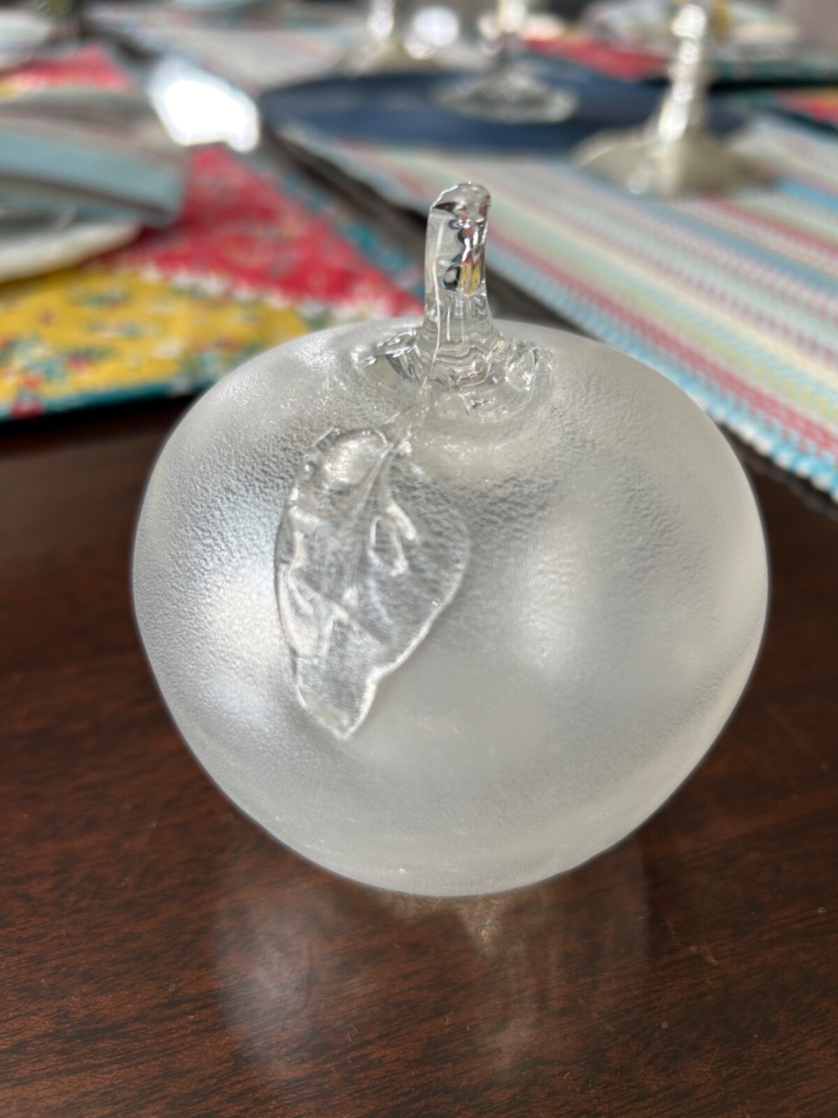 Vintage Silvestri Apple SilverDust Frosted Oro Art Glass Paperweight Glass Fruit