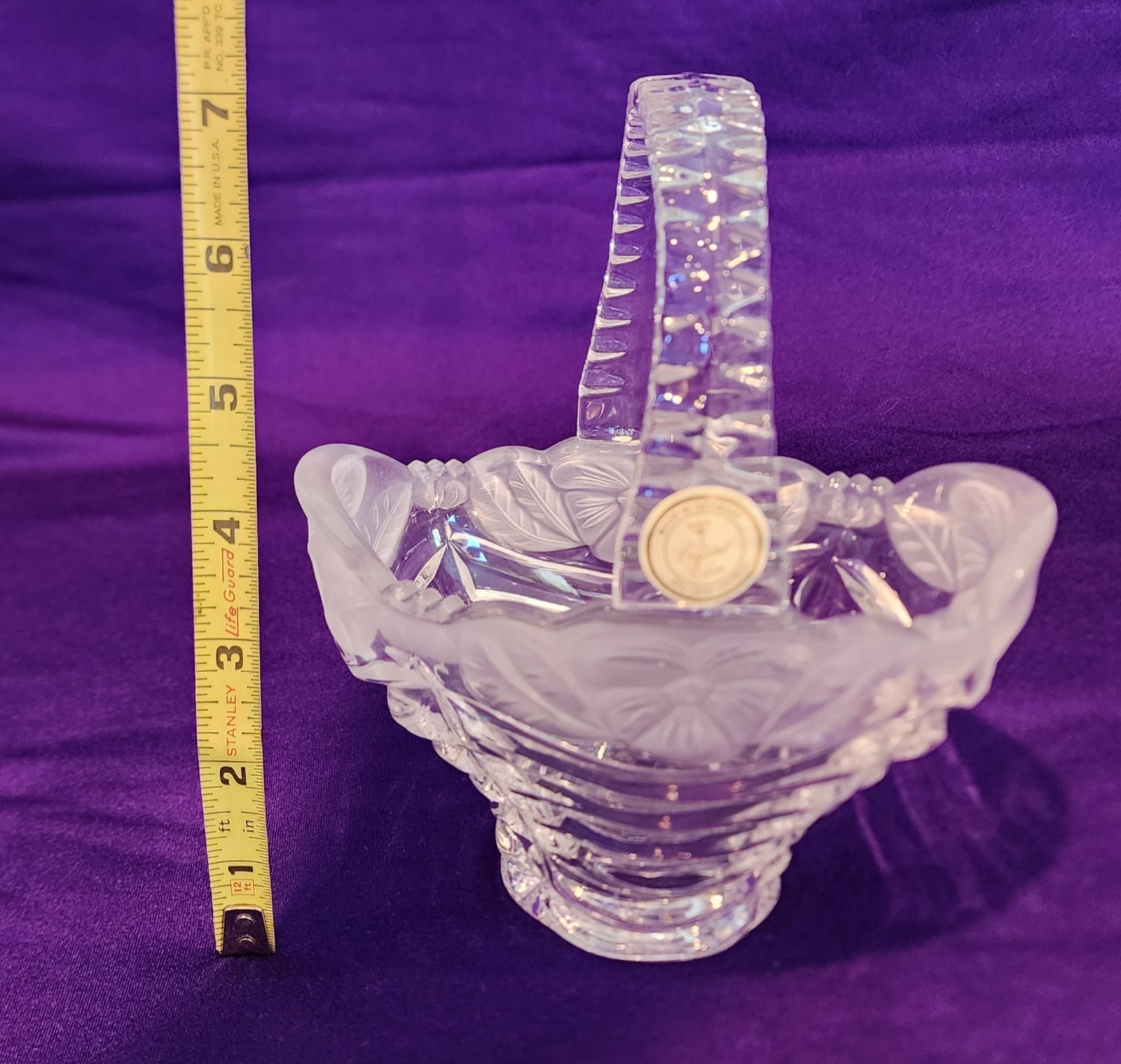 Vintage CRYSTAL CLEAR 24% Lead Crystal Basket Made in Germany with Label