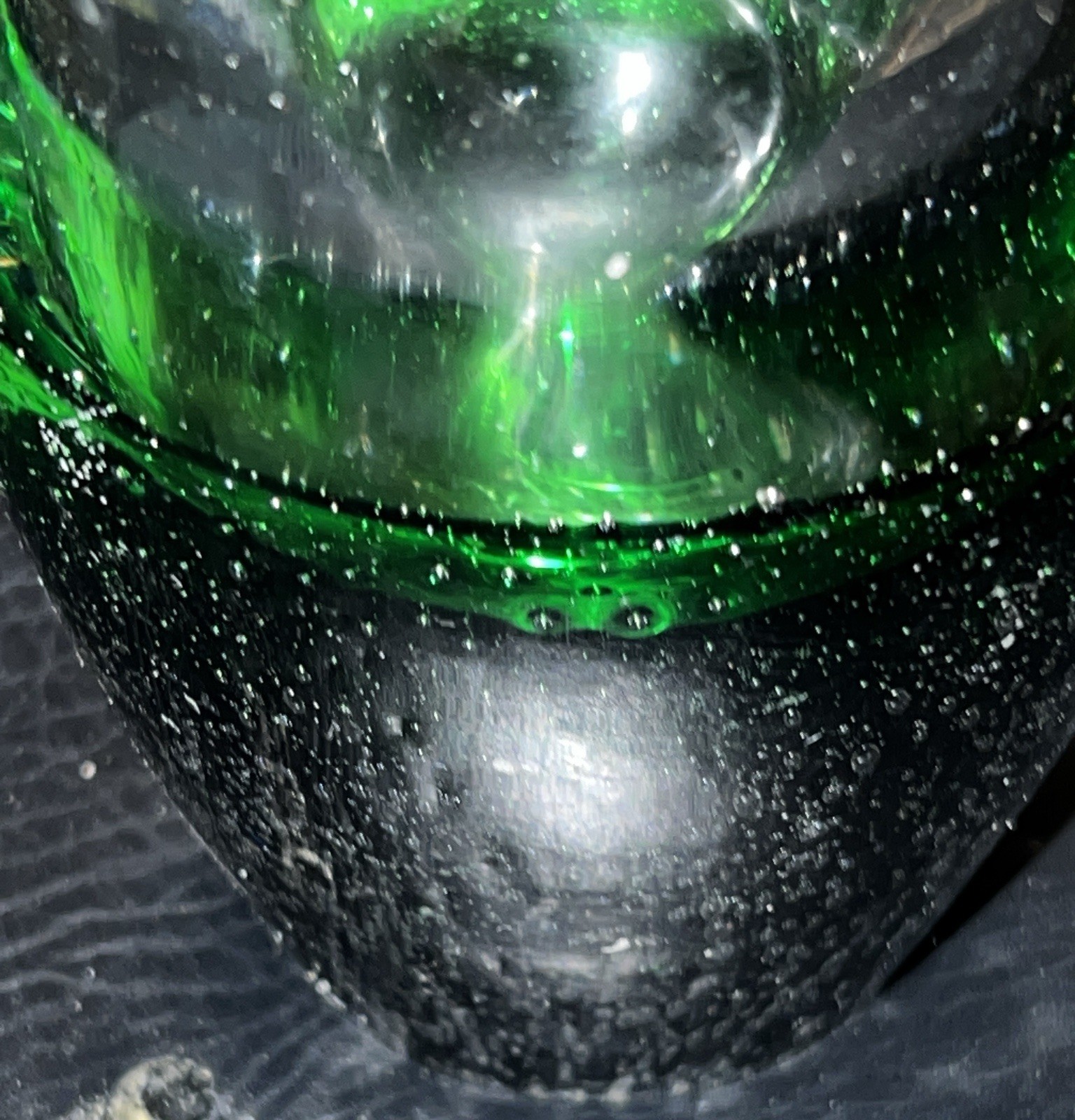 Royal Limited Crystal Vase Made in Poland Bubble Inside 6 Inches Green & Clear