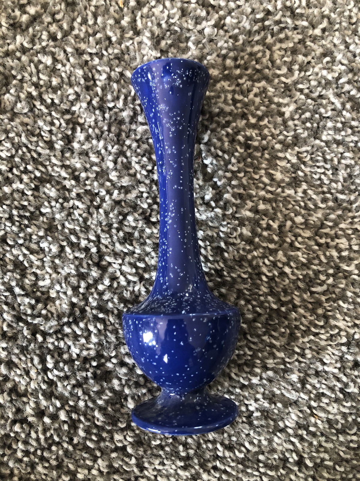 Vintage Navy Blue Speckled Bud Vase Glass Ceramic?