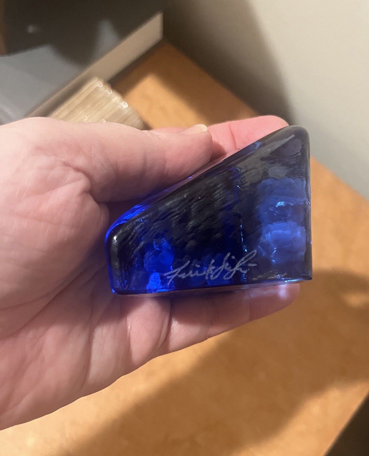 Fire & Light Originals Cobalt Blue Recycled Glass Heart Paperweight
