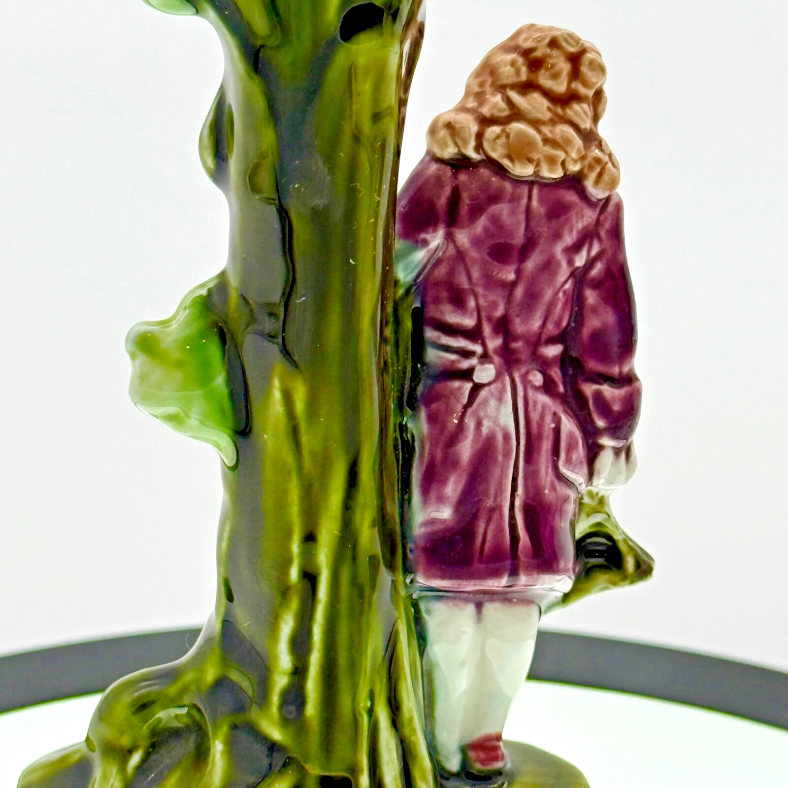 Antique French Majolica Bud Vase Figural Pottery Spill Vase Read