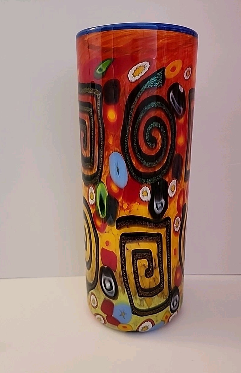 Mad Art Signed Glass Vase 2004 14″ Excellent