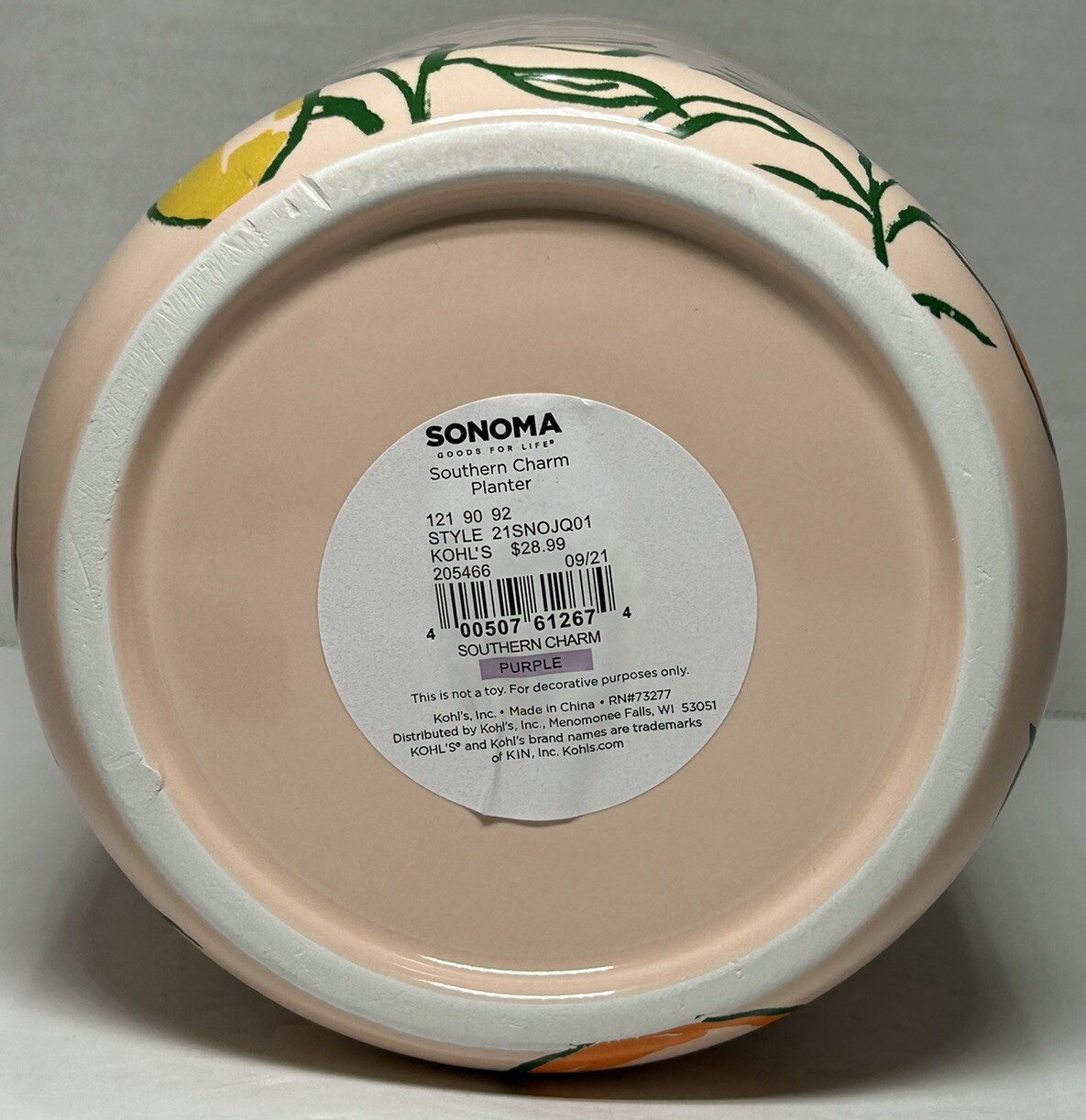 Planter “Keep Growing” Ceramic Porcelain Pink 6” x 5.5” Sonoma Southern Charm