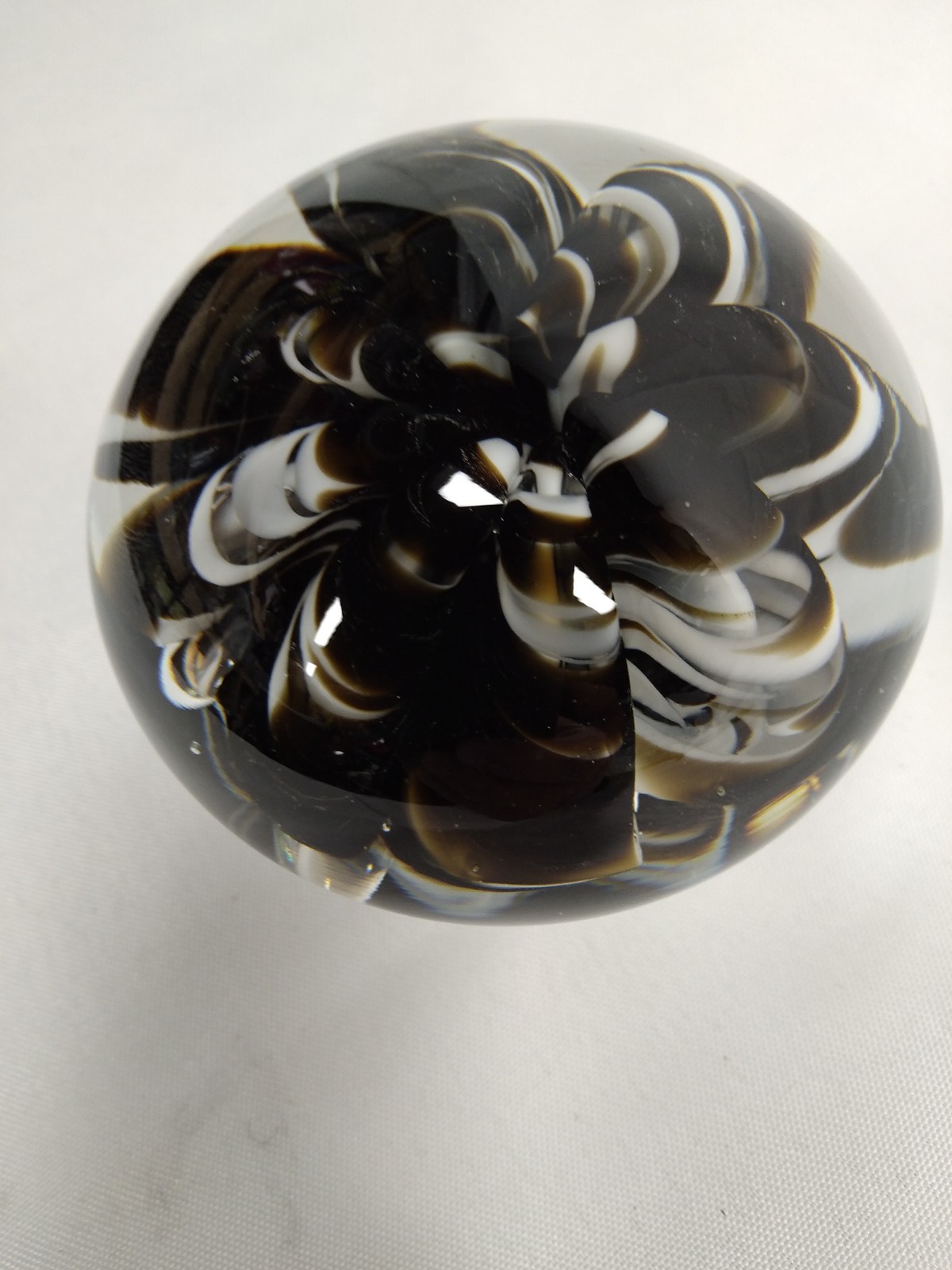 Vintage Joe St. Clair Bubble Bound Ribbon Paperweight Black White Stamped Base