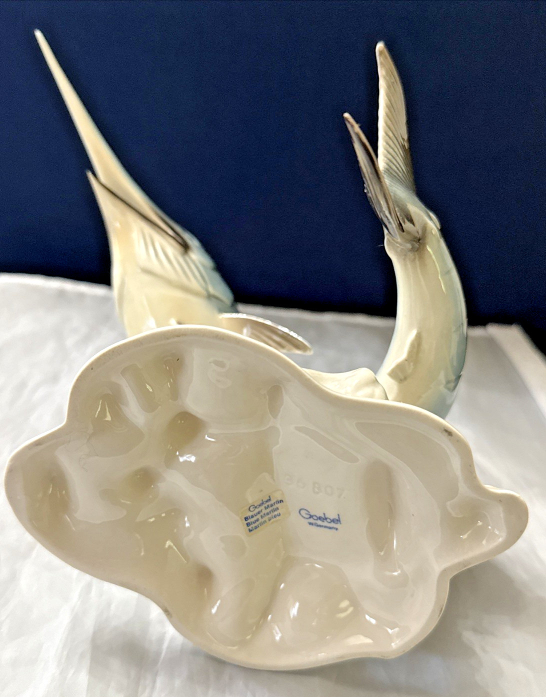 Goebel Porcelain ~ Breaching Blue Marlin Game Fish ~ West Germany Hand Painted