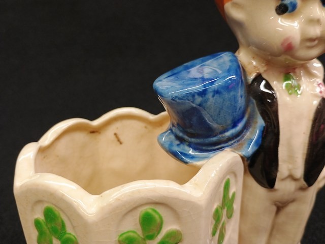 1940’s-1950’s Boy In Suit With Tophat Flower Planter Vase 7″ Tall Japan FIG 93