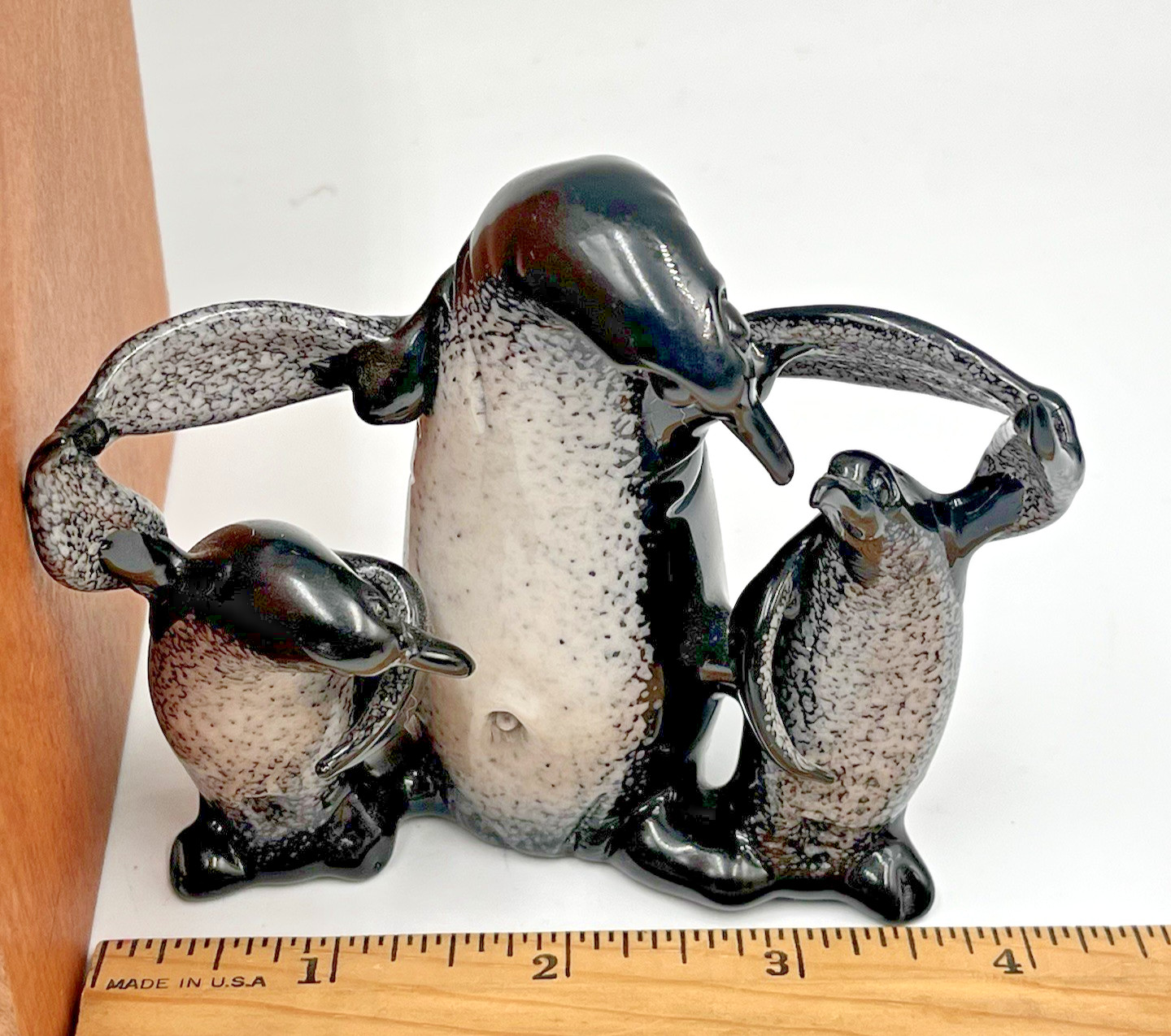 PAUL J. LABRIE Glass Studio Penguin Family Bird SCULPTURE Figurine ~SIGNED