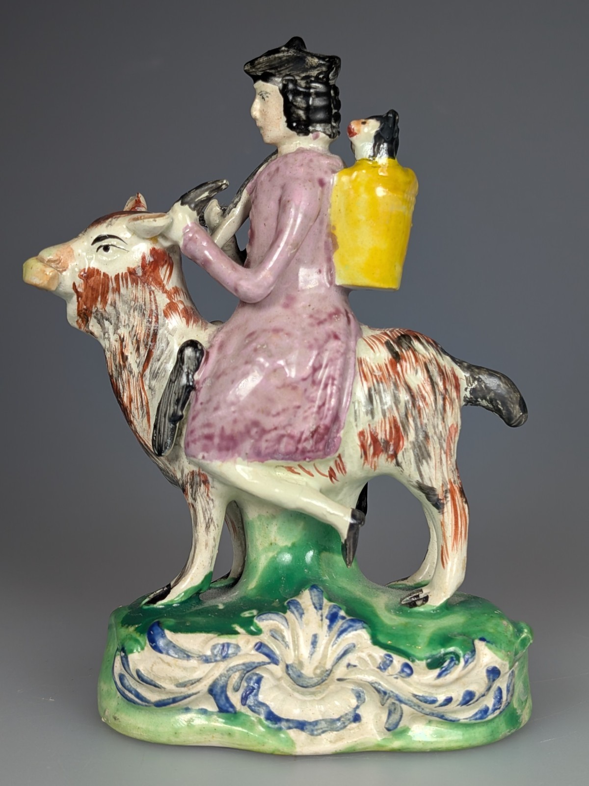 Antique Early 19th Century Staffordshire Figure Welsh Tailor Riding Goat