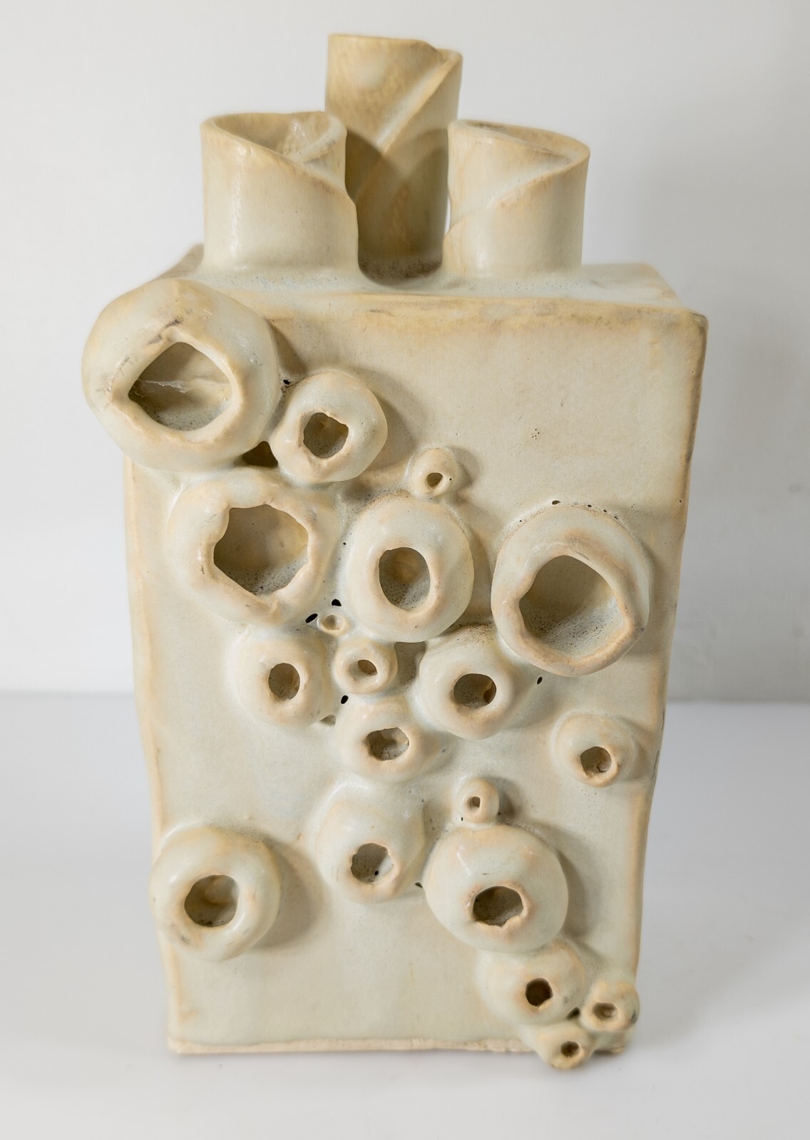 Mid-Century Modern Decorative Art Pottery Ikebana Flower Vase Barnacles
