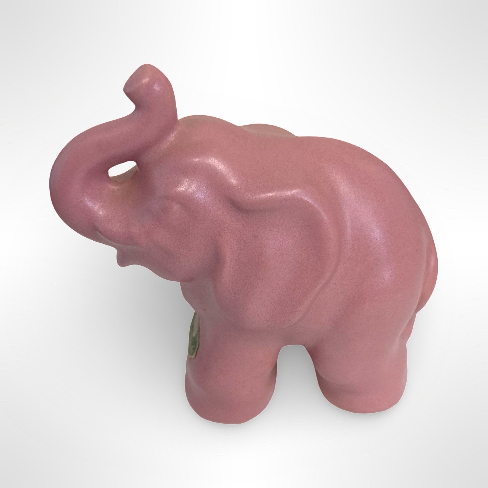 Vintage North Dakota Rosemeade Pottery Standing Elephant Figure Pink Glaze 1950s