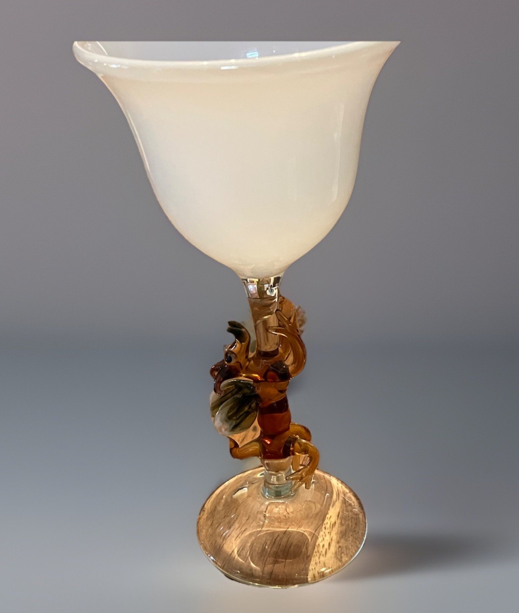 1979 Artist Signed Edward Roman Exquisite Handblown Dragon Goblet