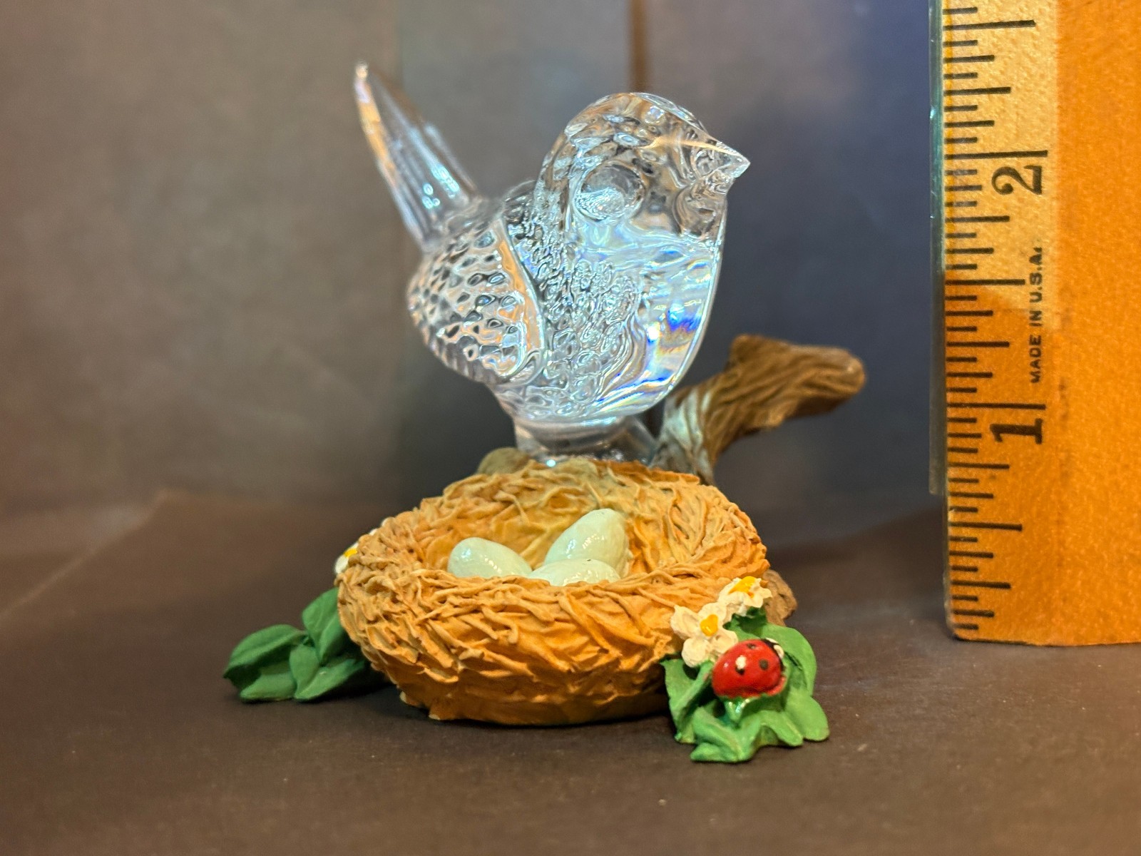 Vintage Waterford Crystal Ireland Elegant Cut Bird & Nest Figurine Paperweight