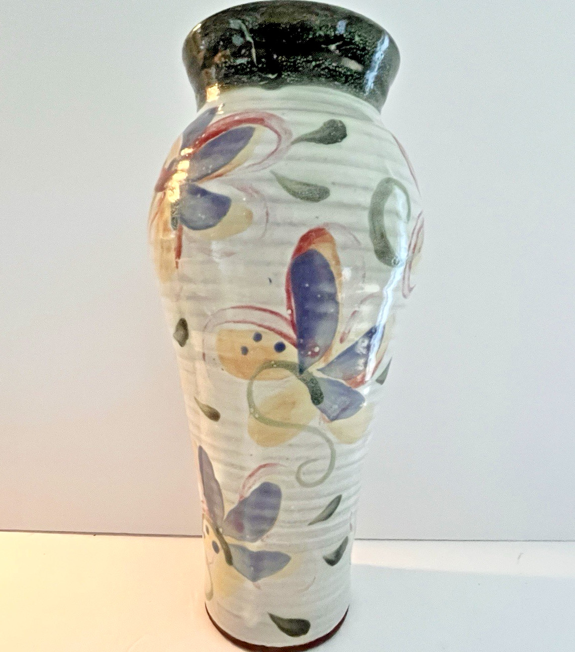 Georgia Starr Newman Wheel Thrown Floral Pottery Vase 12″ Potters Garden Taos NM