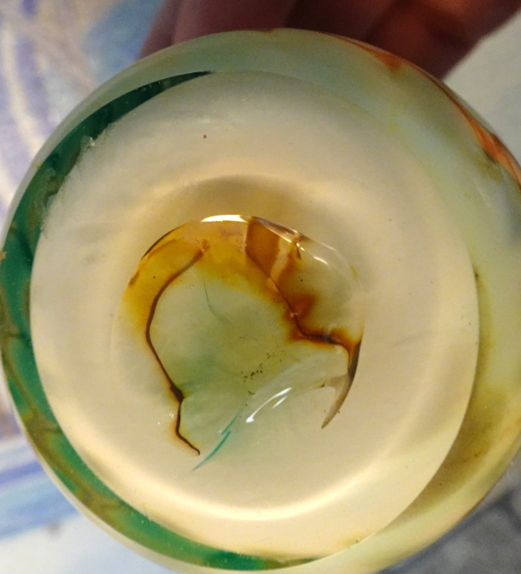 Signed 1988 Stephen Fellerman Studio Art Glass Iridescent Draped Bullet Vase