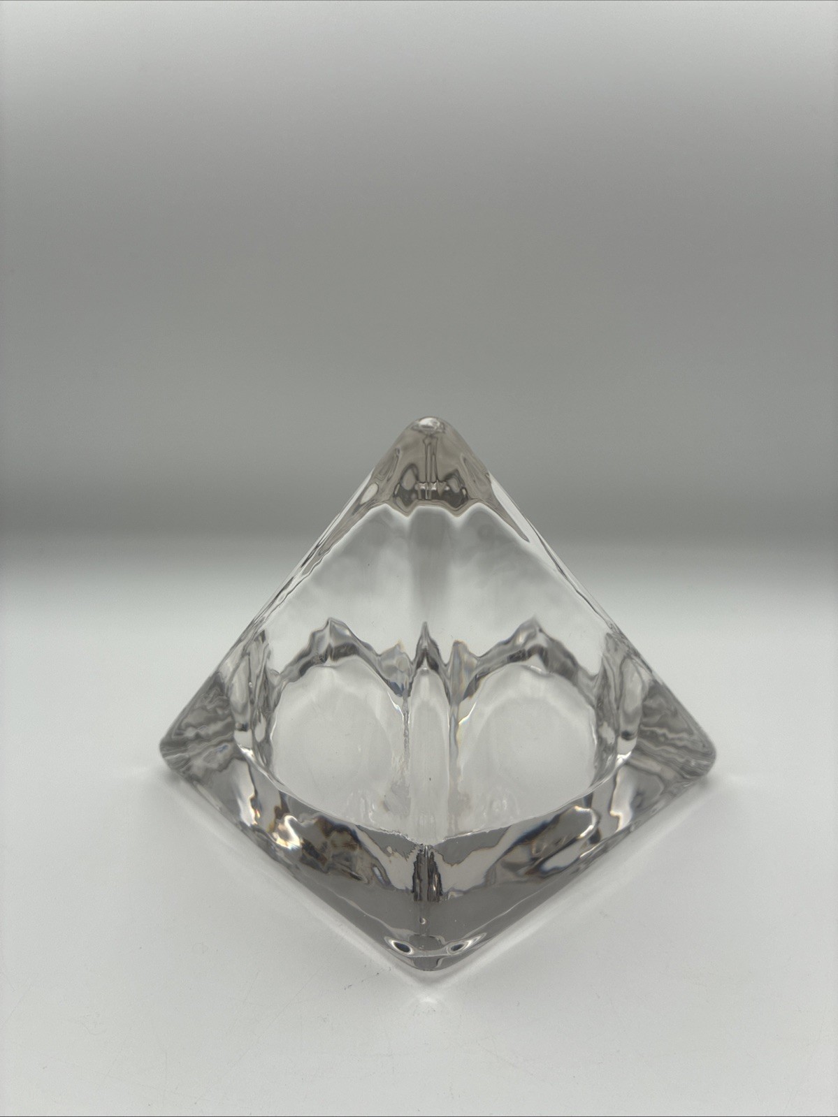 VTG Nybro Art Glass Candle Holder Pyramid By Tord Kjellstrom Sweden MCM