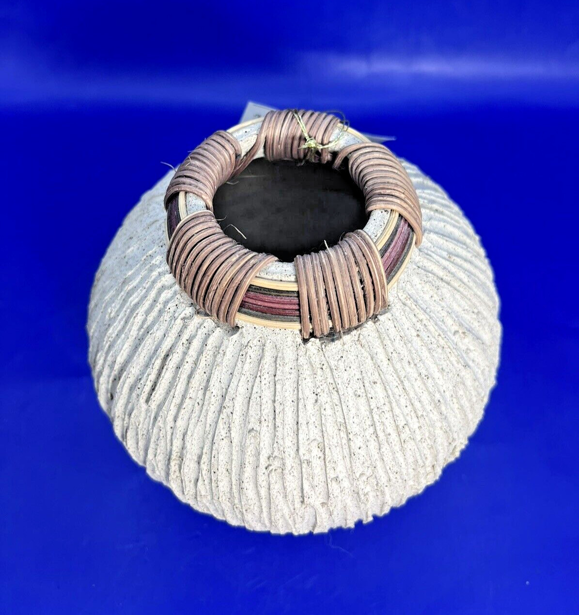 TEXTURED BASKET Vase Art Pottery Signed Hilda Kidd Wiesenmeyer ( Barber ) 2007