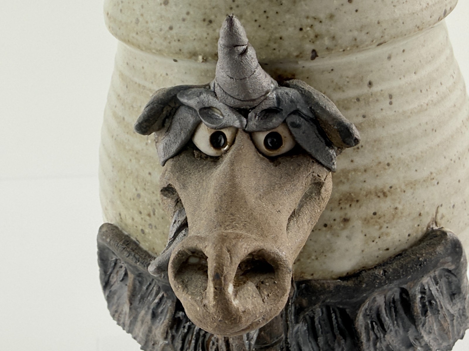 Vintage Stan Dzedzy Studio Art Pottery Whimsical Unicorn Dragon Pottery Vase