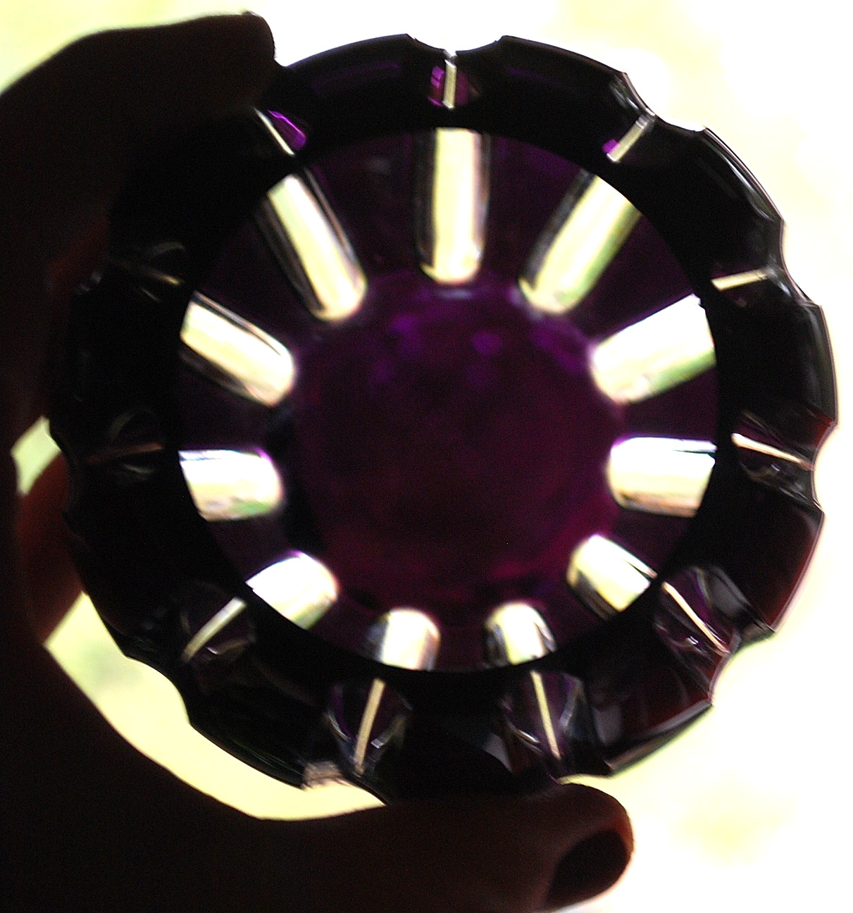 Set 2 FABERGE CUT CRYSTAL ‘Parallele’ SAPPHIRE & AMETHYST Votive Candle Holders