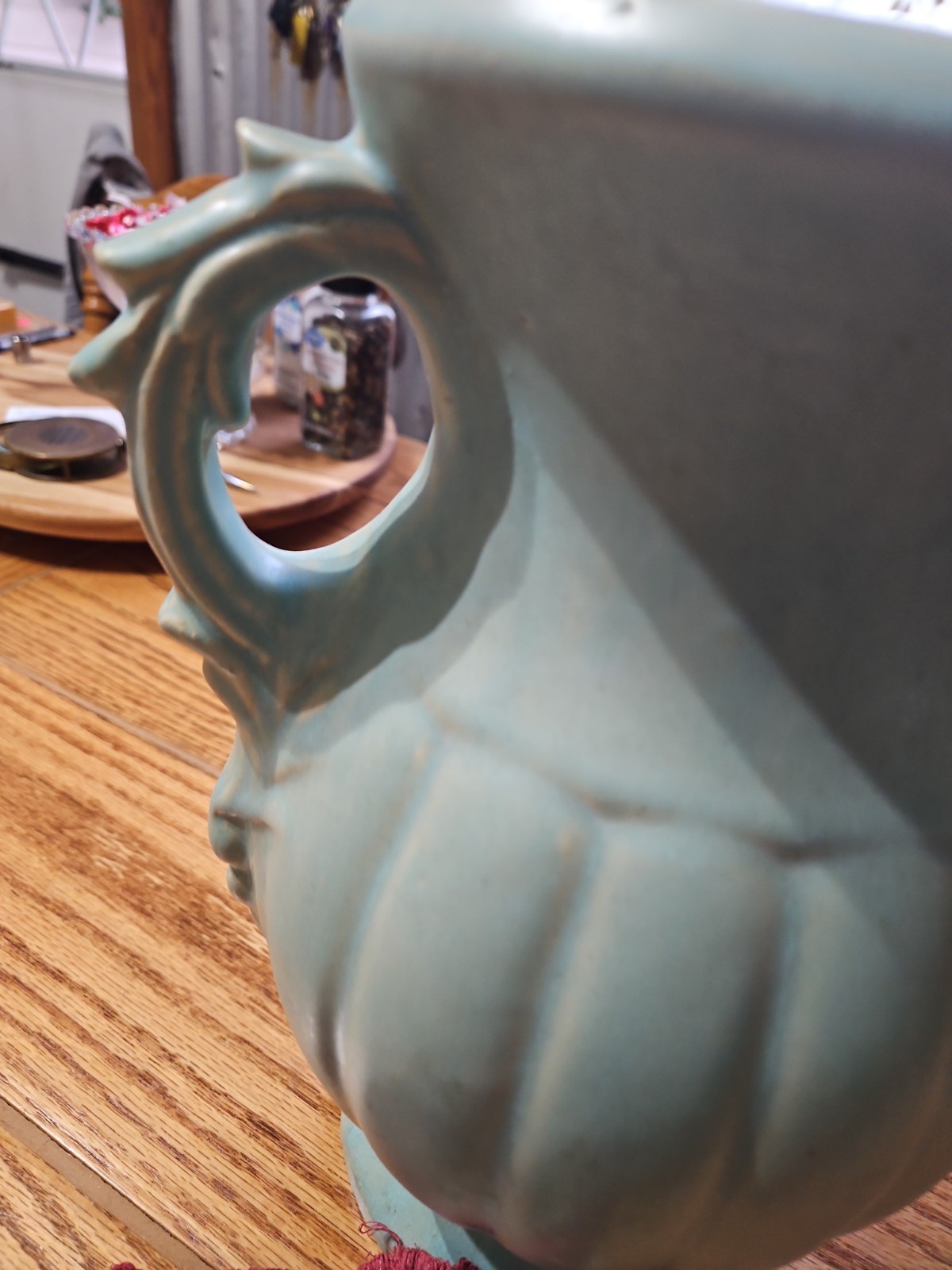 Vintage McCoy – Two Handle Vase – Matte Robins Egg Blue – 12″ tall – Great Cond.