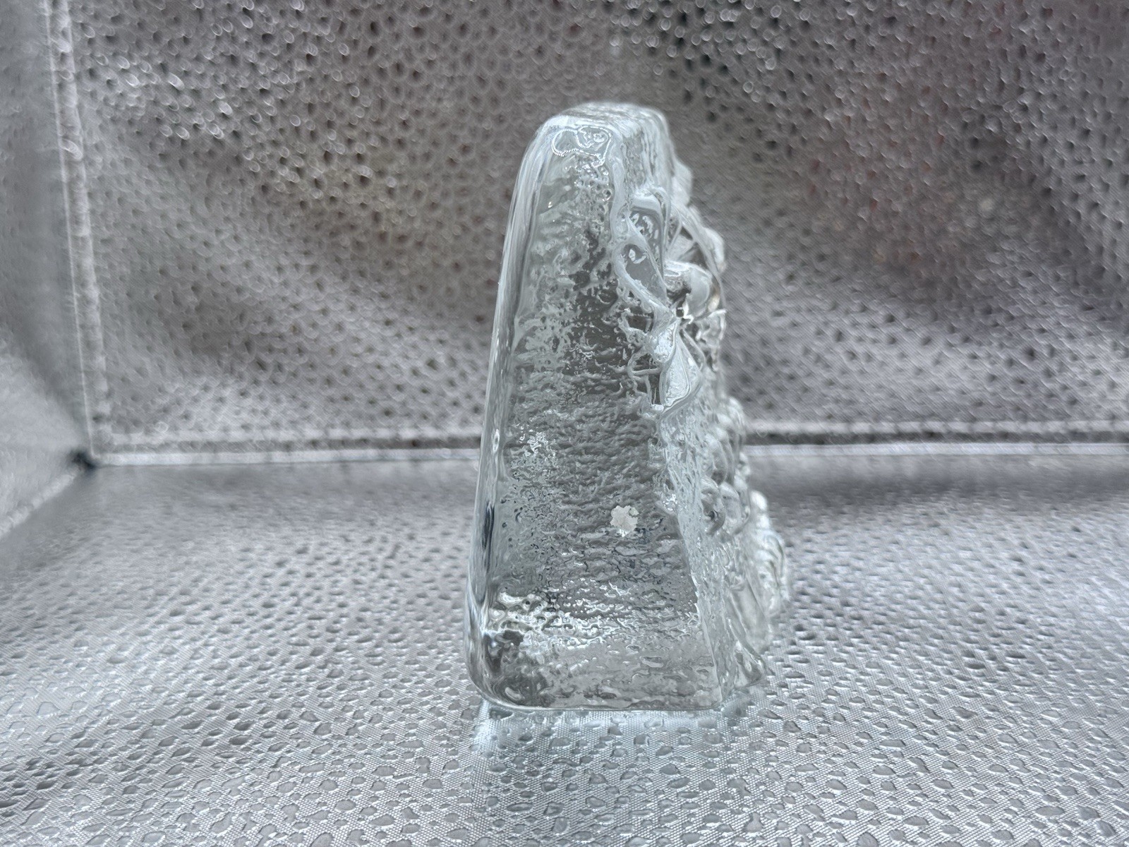 Blenko Clear Owl Ice Floe Art Glass Paperweight MCM 3 1/4” Tall VTG READ