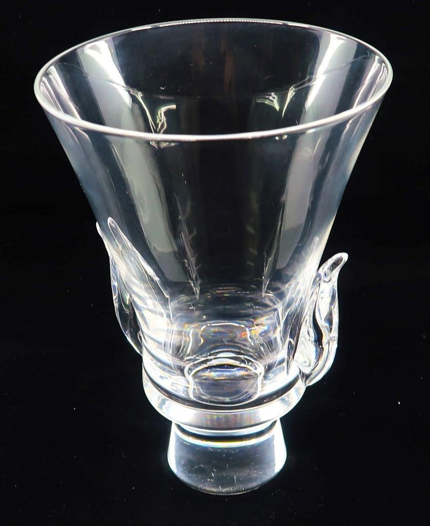 Art Glass Steuben 8113 Lloyd Atkins, LYRE Flower Vase, 7 1/4″ H
