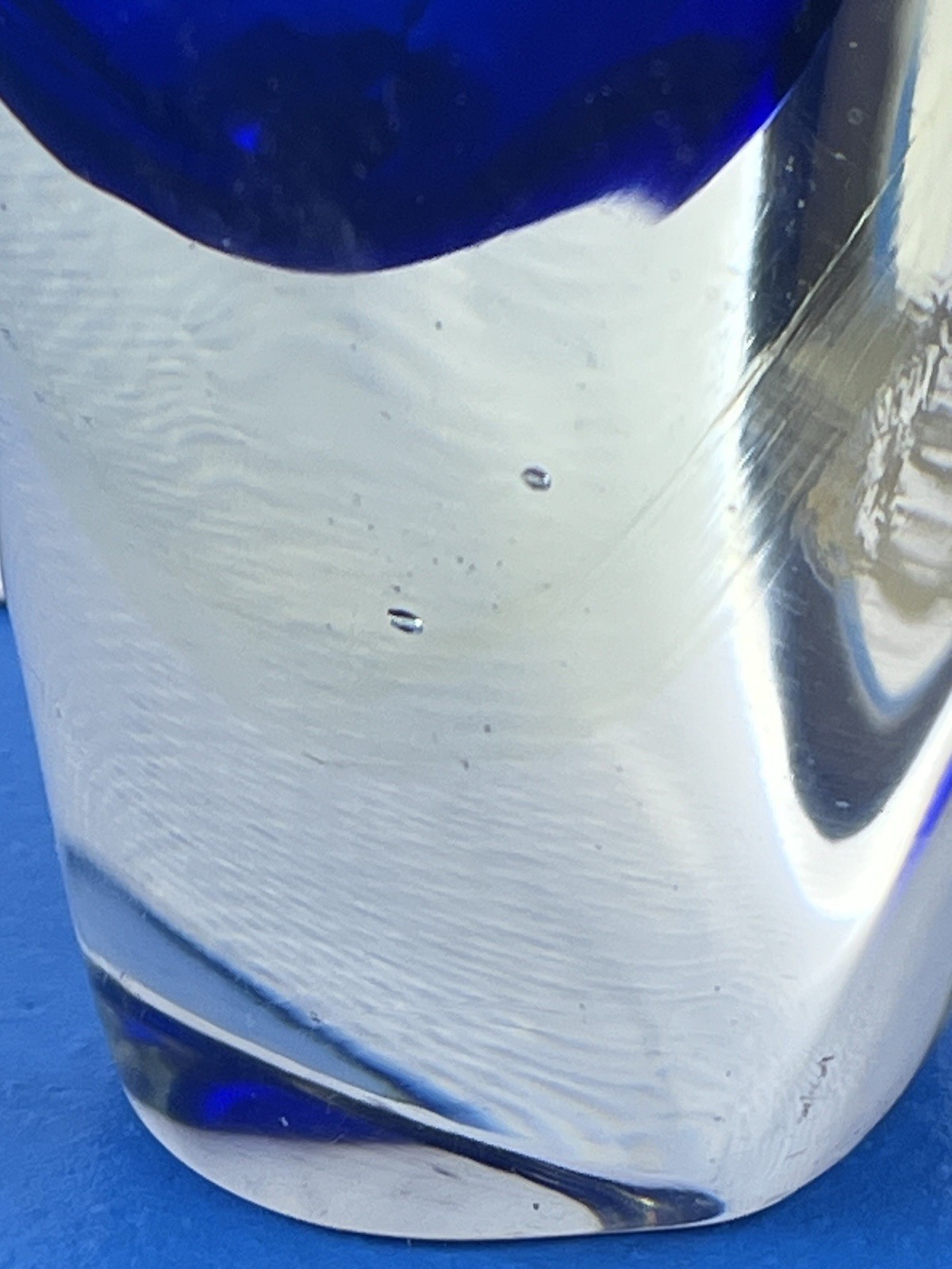 Murano MCM Glass Blue Clear Teardrop Vase 10.5”