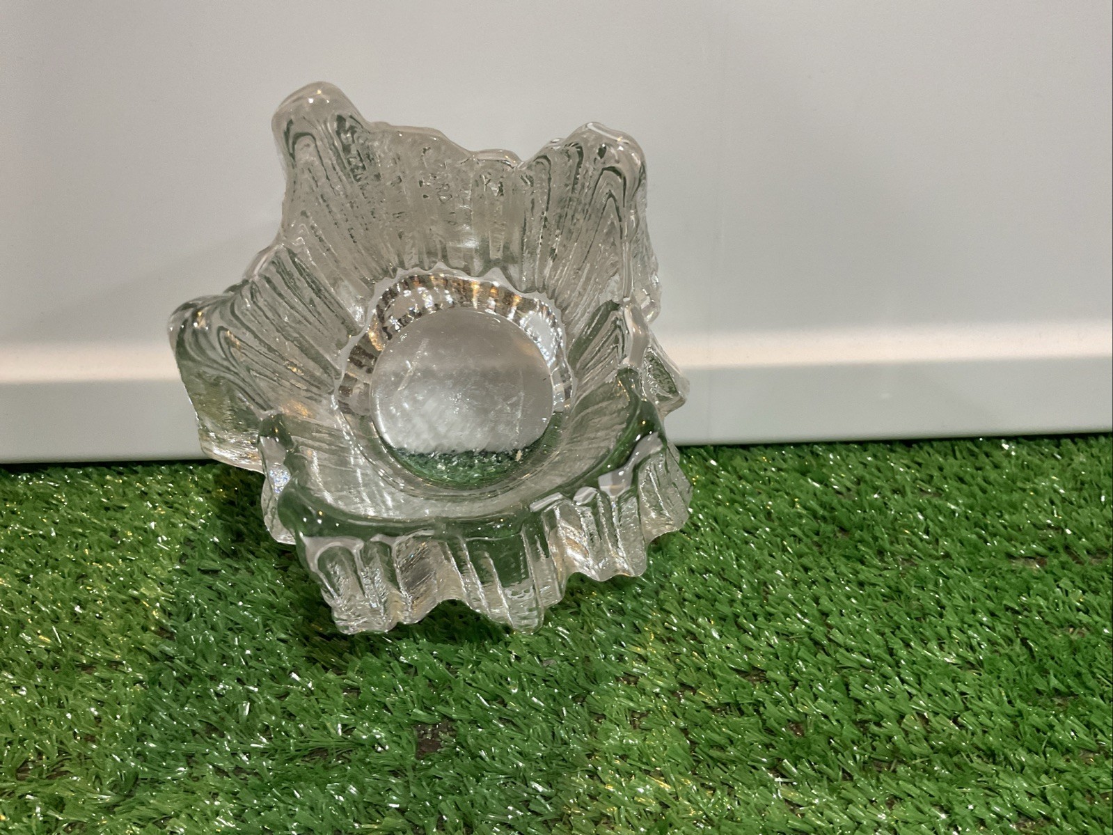 Vintage Nybro Sweden Crystal Volcano Votive Candleholder 4.5 in.