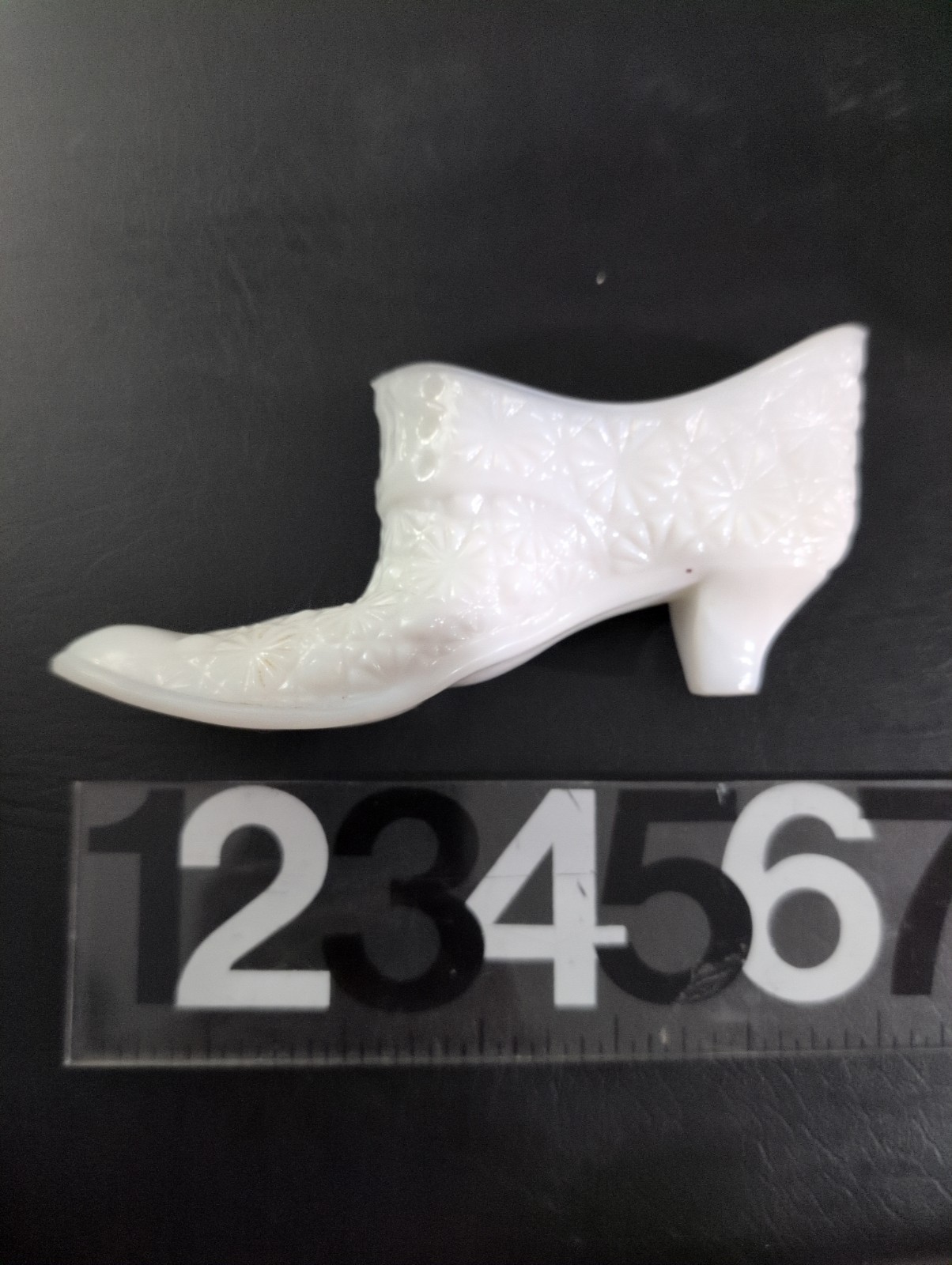 Lot of 2 Vintage Fenton White Milk Glass Daisy & Button Shoe and Boot Figures
