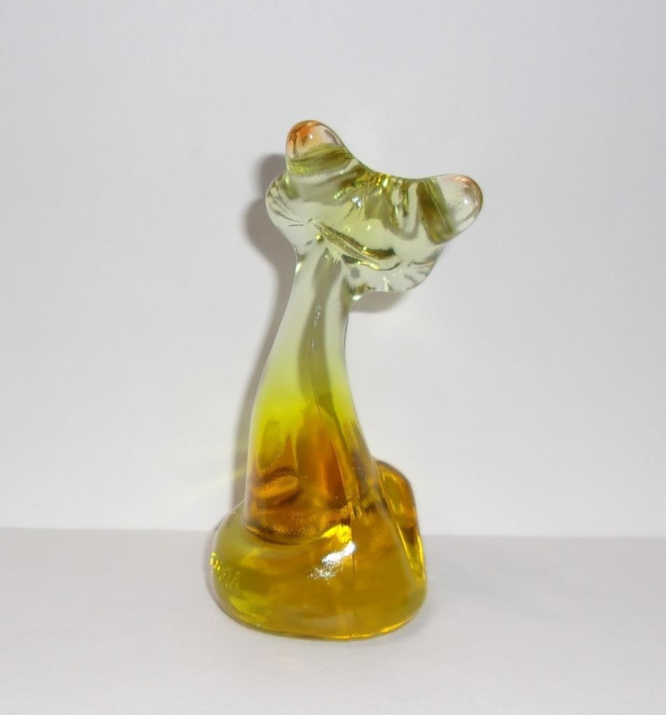 Fenton Glass Marigold 4″ Happy Kitty Cat FAGCA Exclusive 2025 by Mosser