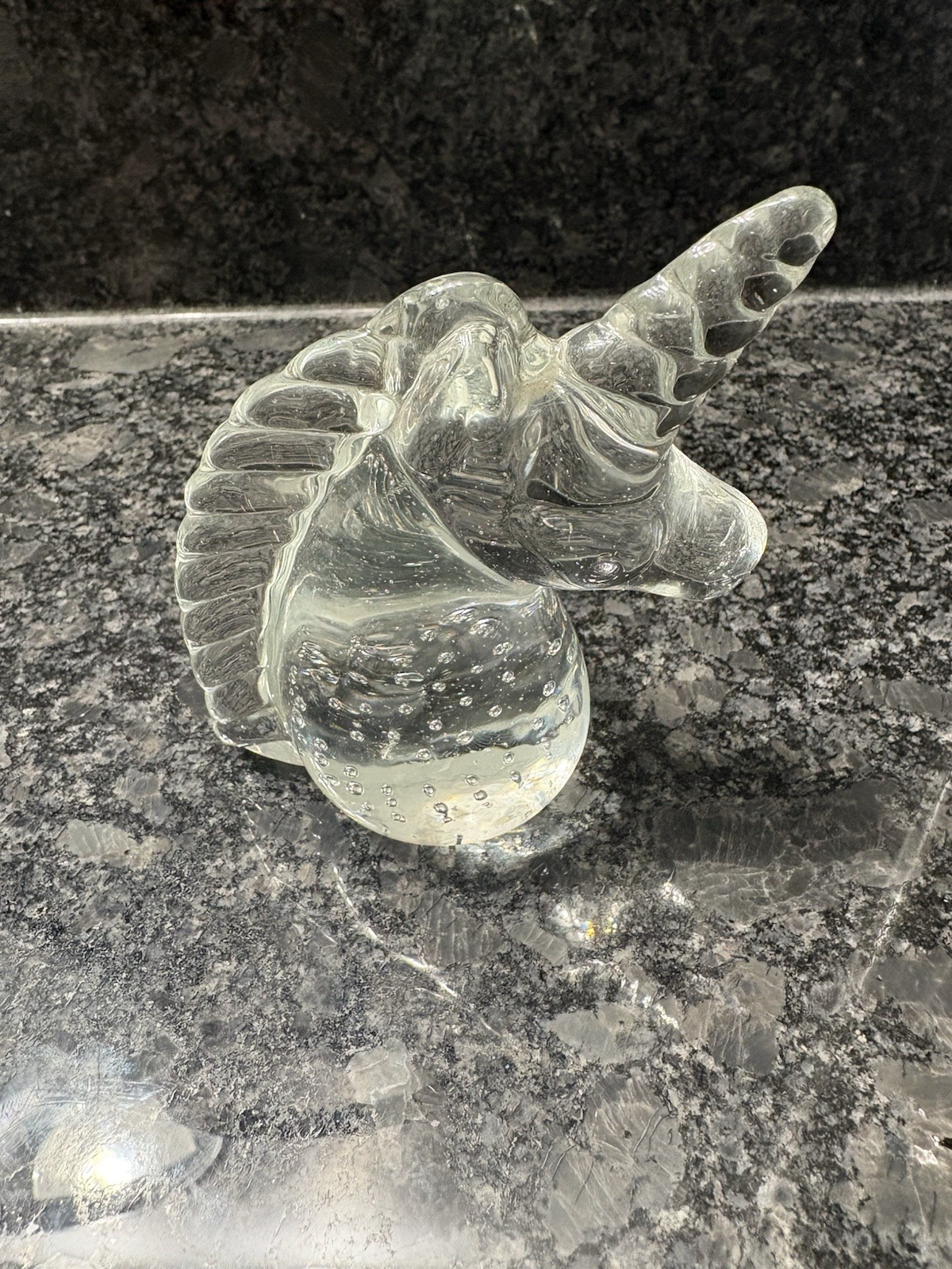 Vintage Art Glass Controlled Bubble Unicorn Paperweight Paper Weight Decoration