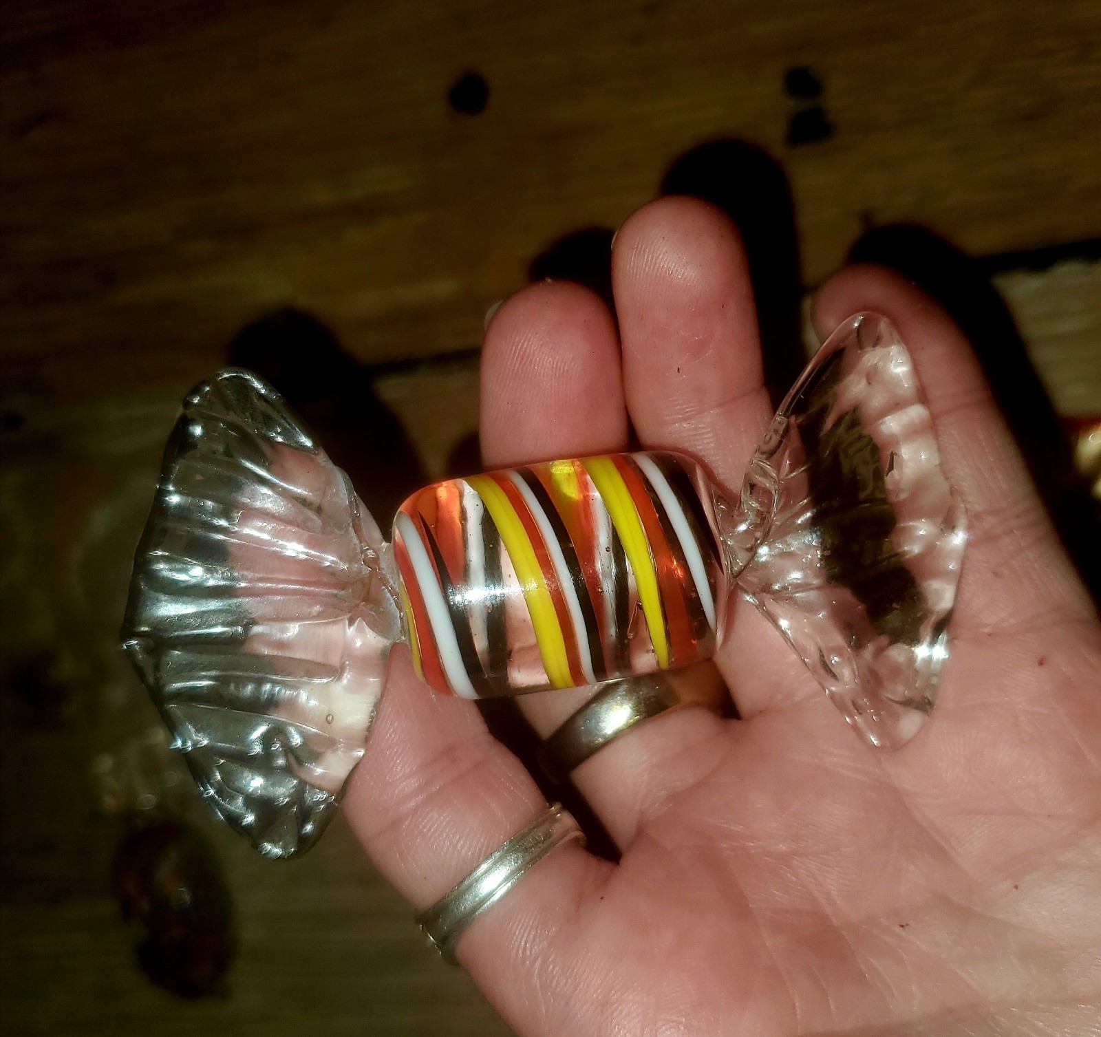 Set of 5 Handmade Multicolor Decorative Art Glass Blown Candy (1 Broken)
