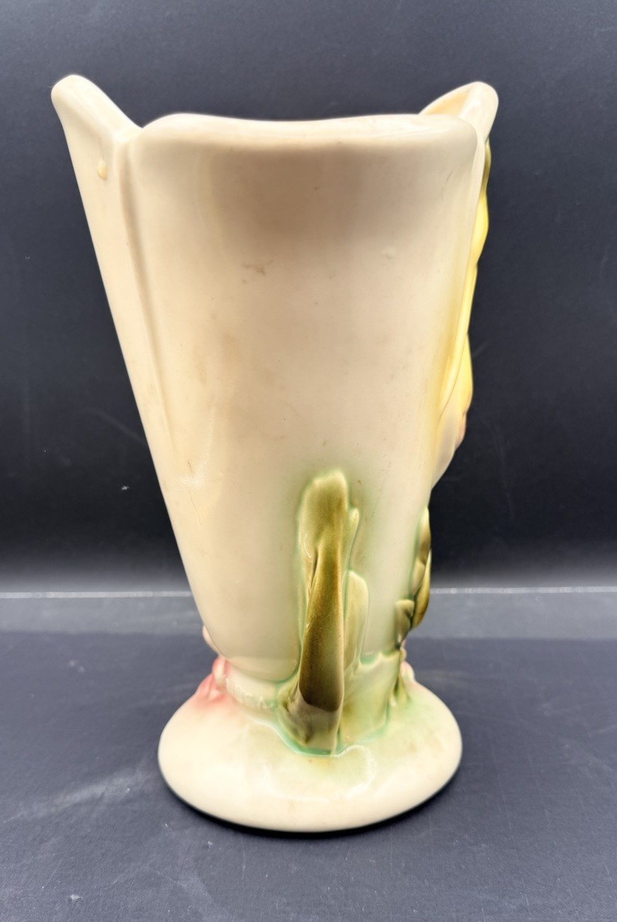 Vtg Hull Pottery 9″ Flamingo Heron Crane Hibiscus Vase #78 USA Yellow Green Red