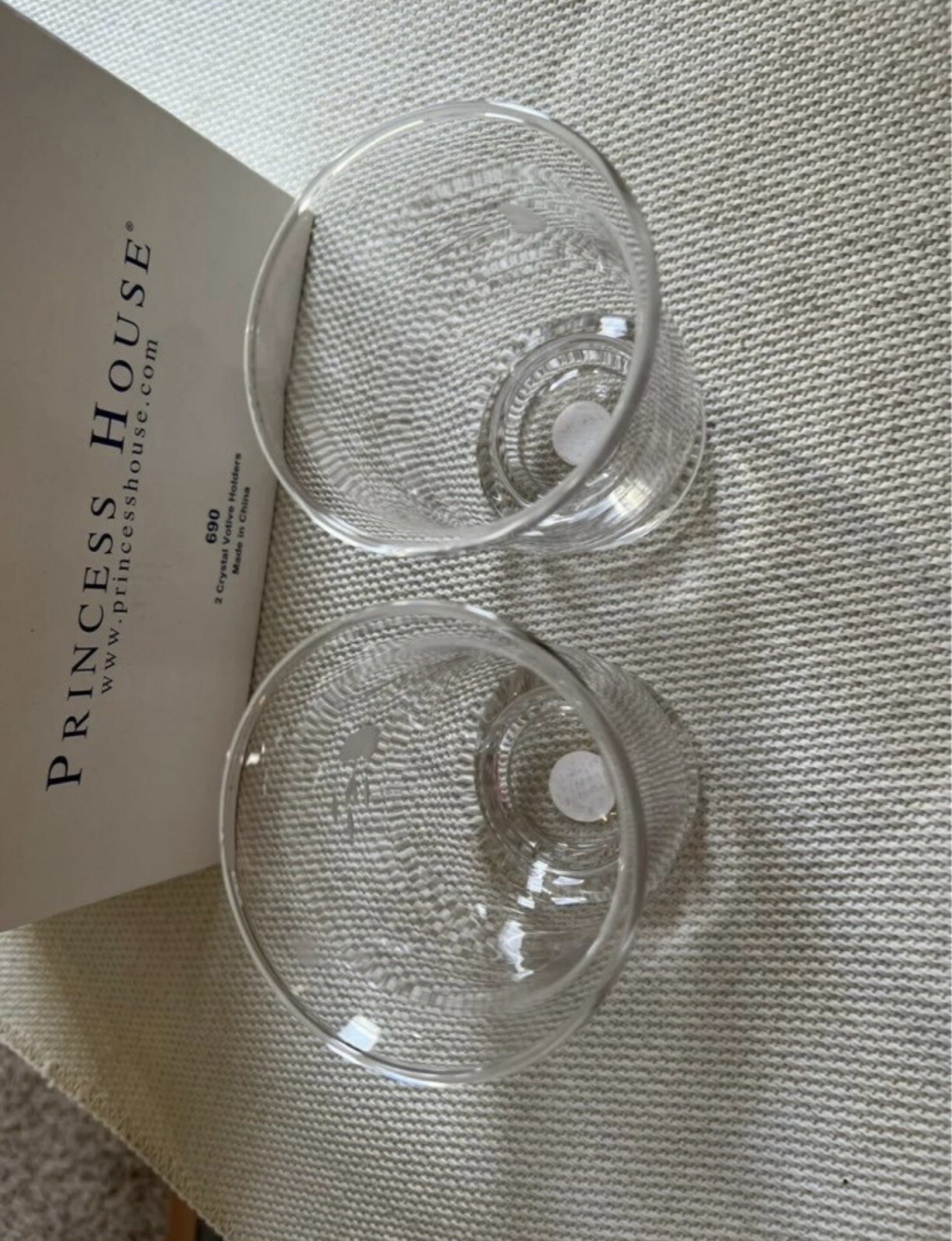 2 Princess House Crystal Heritage # 690 Votive Candle Holders New in Box