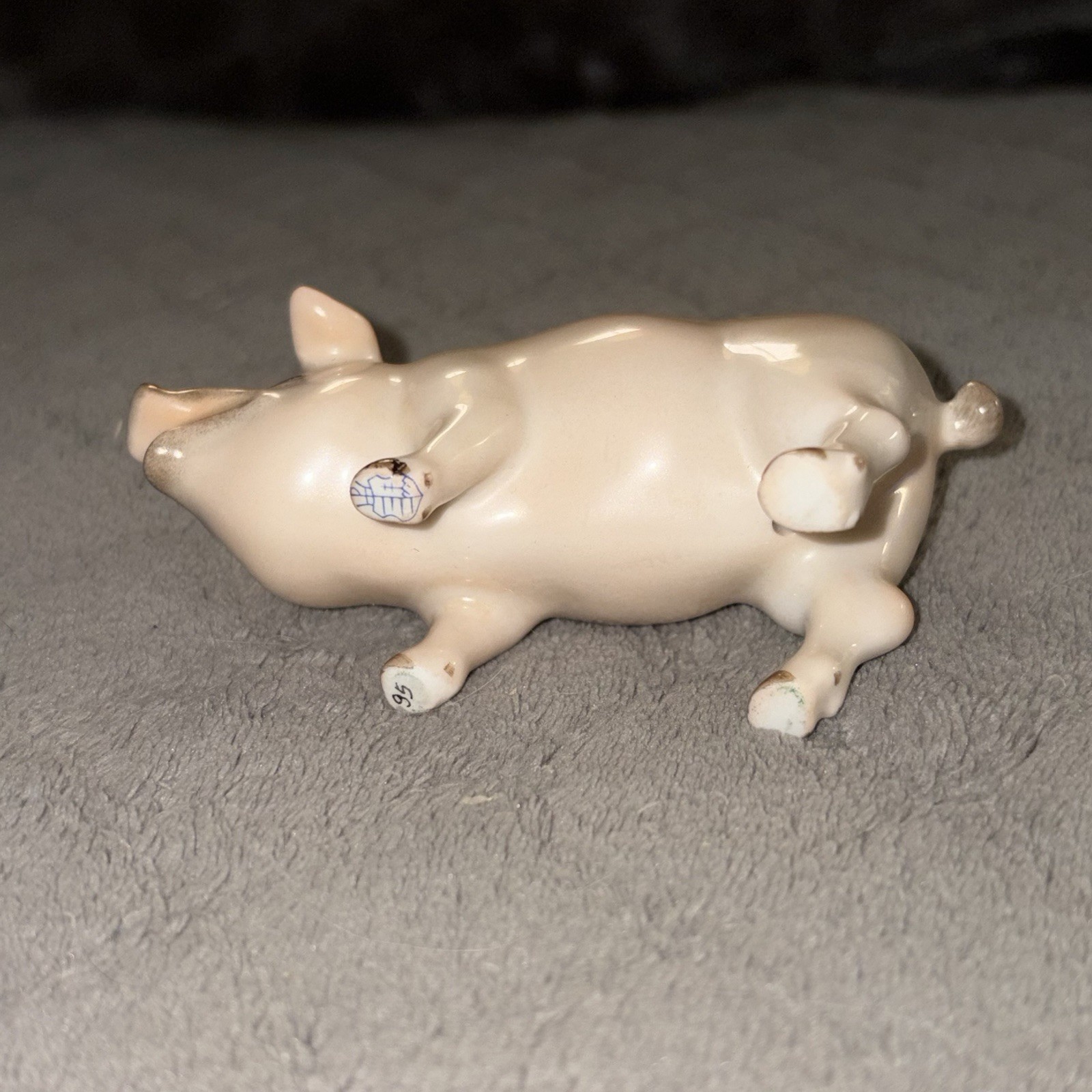 VTG Herend Pig Pink 15301 Figure Stamped Hallmark Mint 95 Hand Painted Porcelain