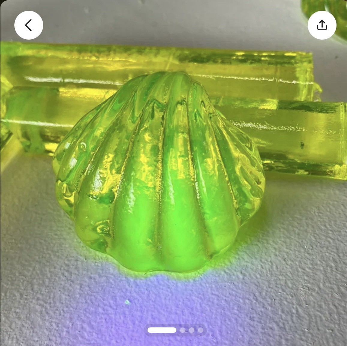 XL Uranium Glass Scallop Shell
