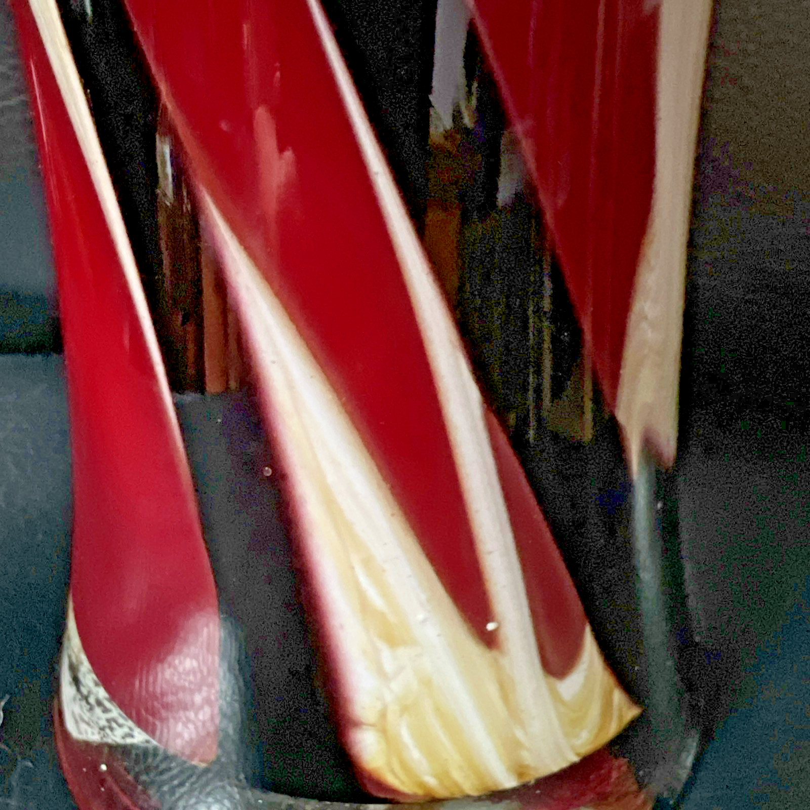 Huge Hand-Blown Large Glass Red and Black Vase 33 cm tall vintage