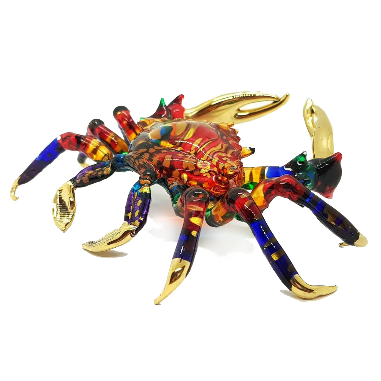 BIG Crab Blown Glass Hand Figurine Miniature fancy Animal Collectible Decor gift