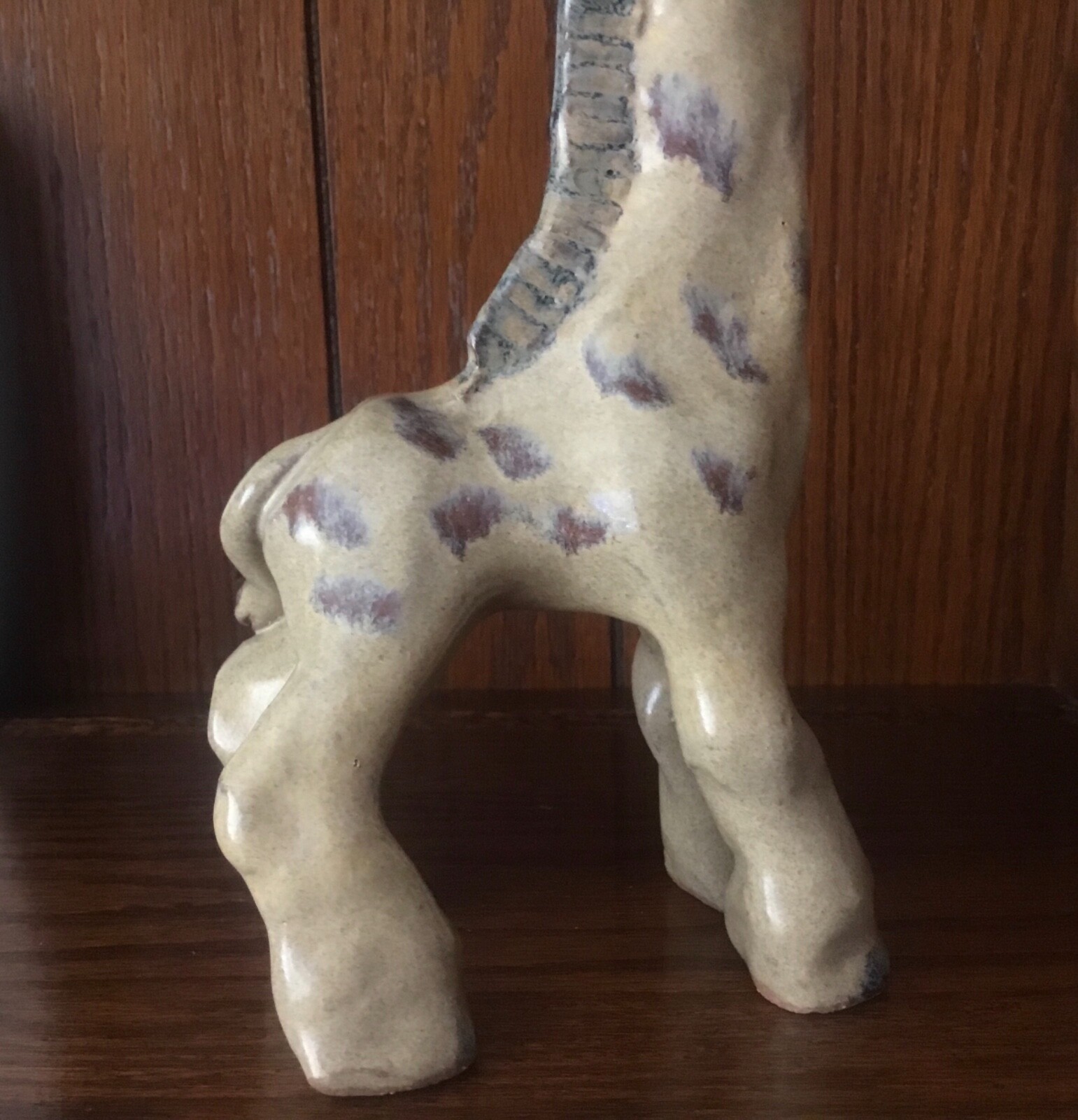 Art Pottery Giraffe Figurine Glazed 10” Tall Vintage