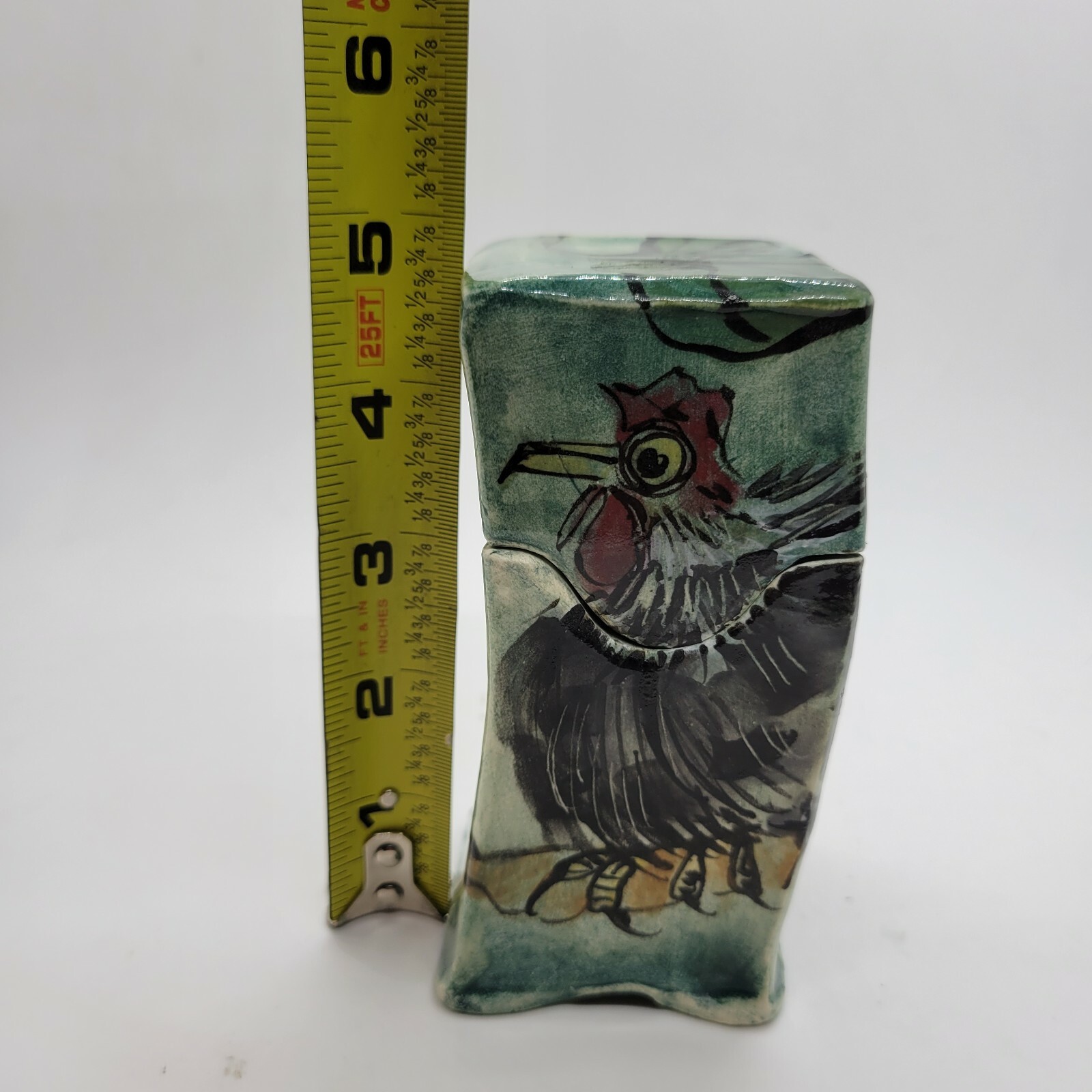 BEAUTIFUL Signed NANCY SALAMON Studio Design Pottery Rooster Box Container
